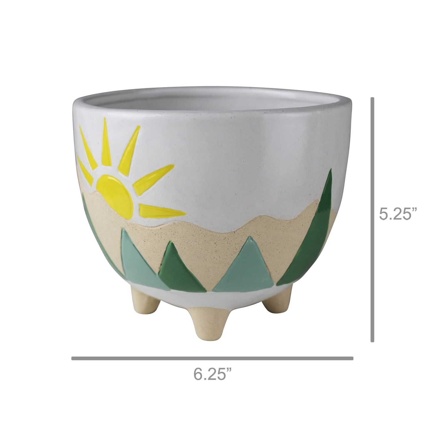 AREOhome HomArt Mountainscape Cachepot, 6.25-inch Length, Ceramic