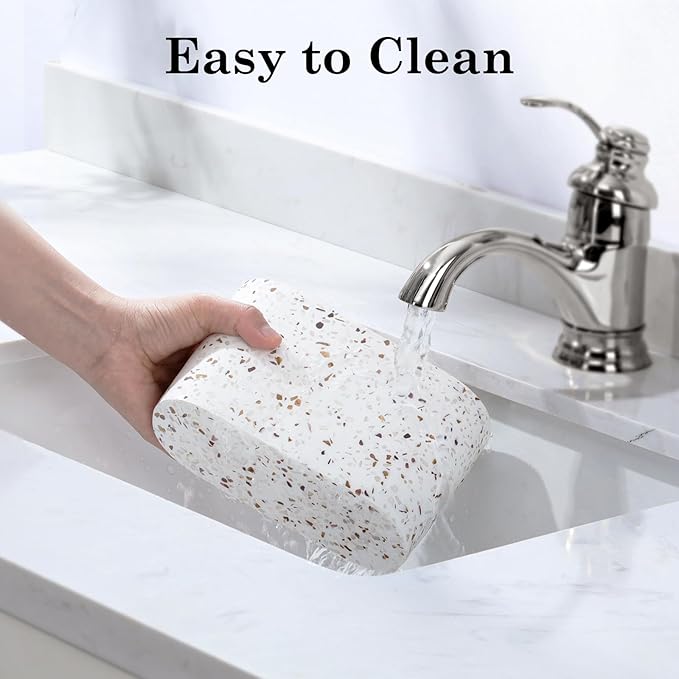 Luxspire Toothbrush Holder, 2 Slots Toothbrush and Toothpaste Holdersfor Bathrooms, Resin Toothbrush Holder Electric Toothbrush Stand for Vanity Countertop, Bathroom Accessories, Terrazzo