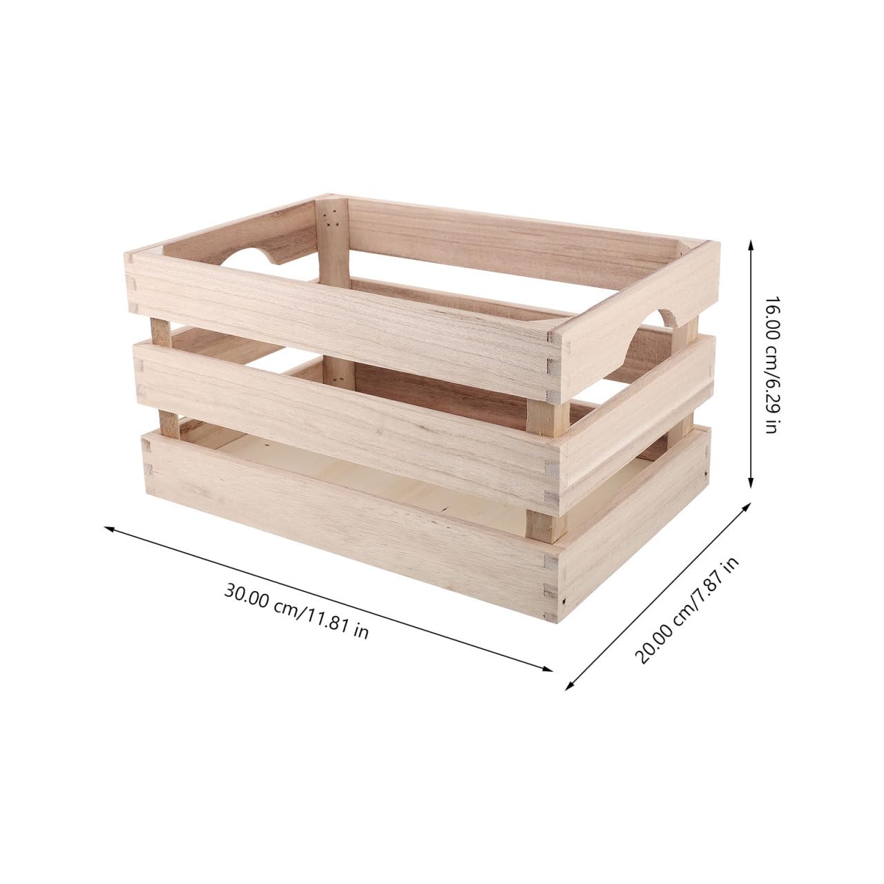 Hemoton Wooden Storage Box 12X8X6.3 Inch Rectangular Wood Crate Basket Organizer with Handles for Home D Cor and Sundries Storage