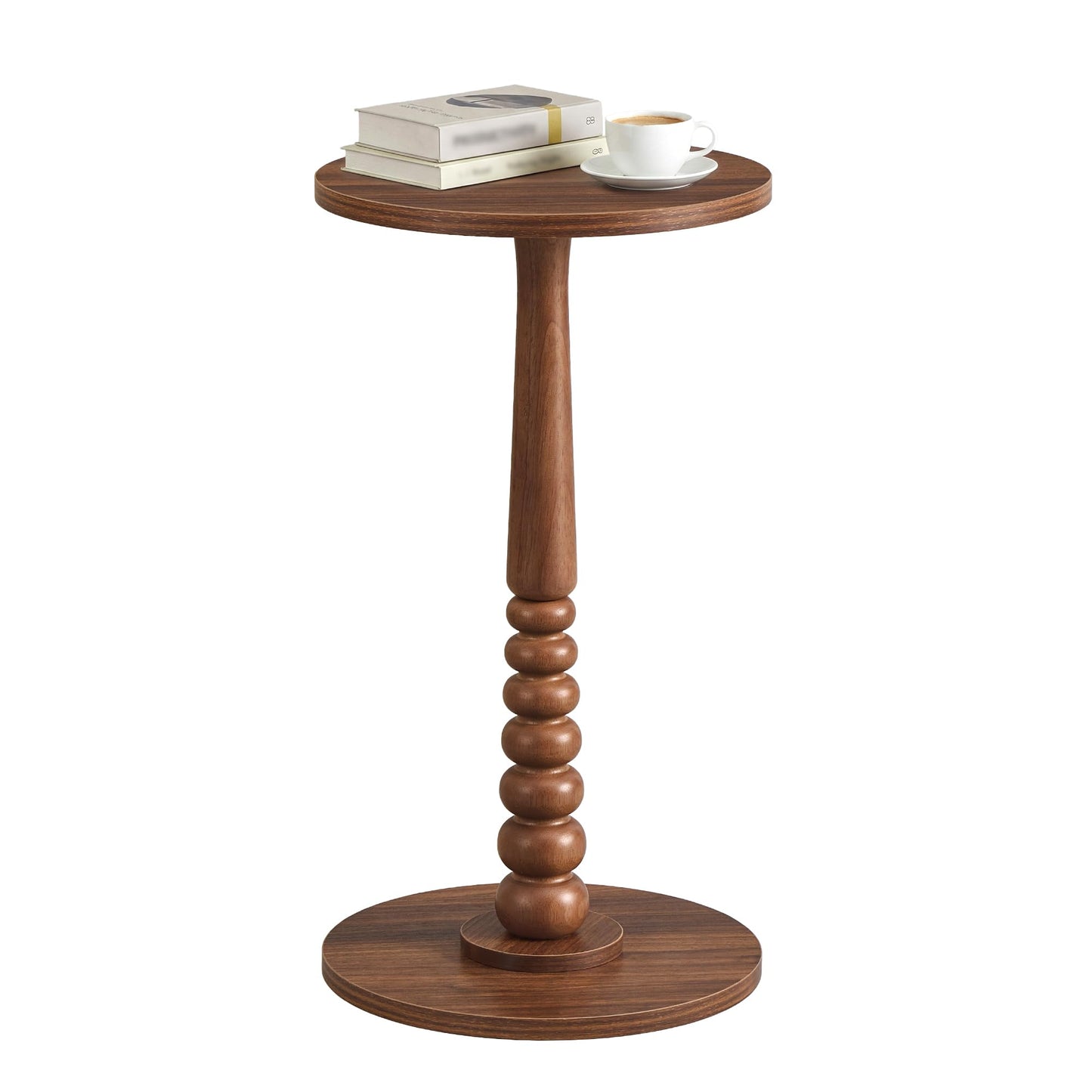 VASAGLE MARIEL Collection - Round Side Table, Small Drink End Table for Small Spaces, Accent Nightstand, Solid Wood Leg, Mid-Century Modern, for Living Room Bedroom, Chestnut Walnut ULET293KX01S