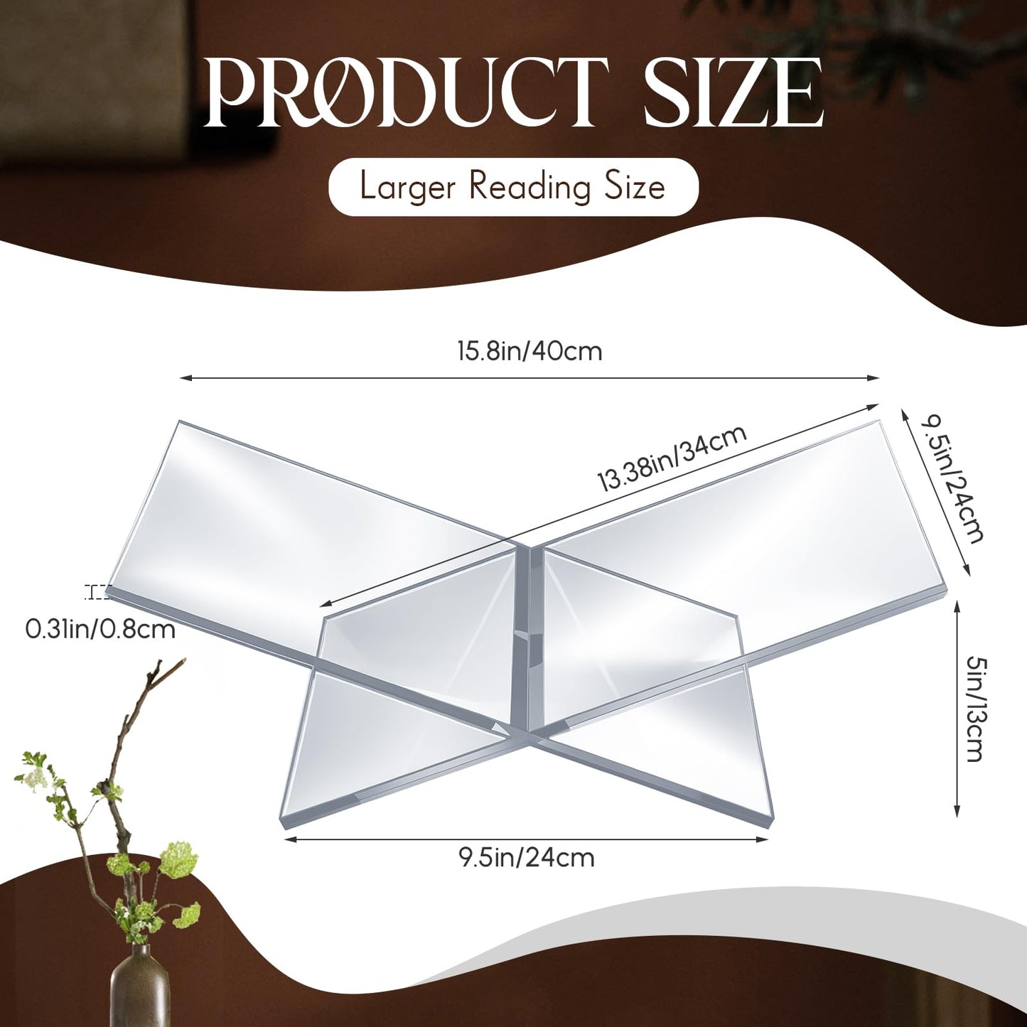 Quzzil Large Acrylic Book Stands 15.8" x 9.5" x 5.4" Thicken Book Holder for Display Reading Open Coffee Table Stand for Cookbooks, Bible, Quran, Art, Magazines(Clear)