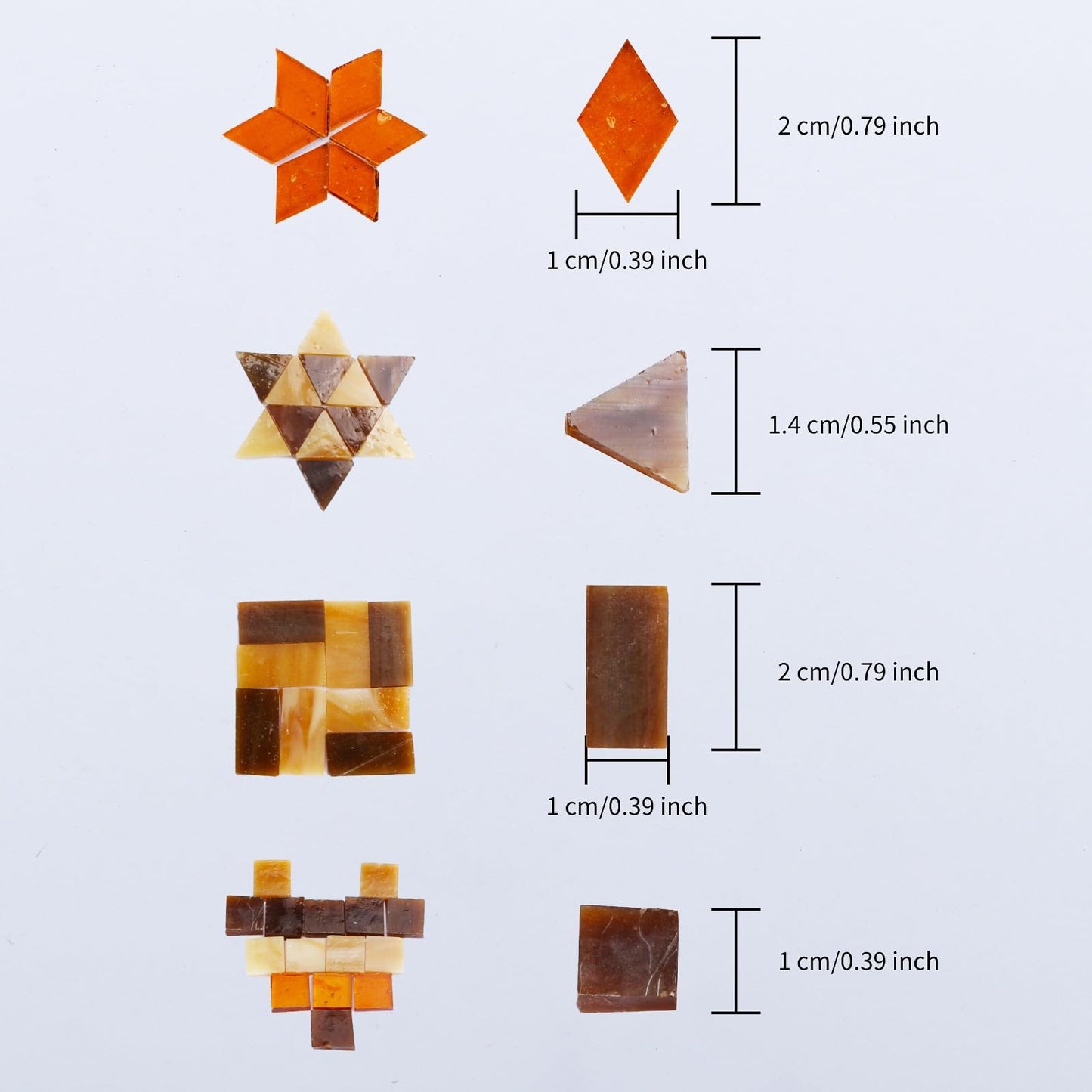4 Shapes Mixed Glass Mosaic Tiles,Square+Diamond+Triangle+Rectangle 220 PCS Stained Glass Mosaic Pieces for Handmade Art Crafts and Home Decoration (Violet)