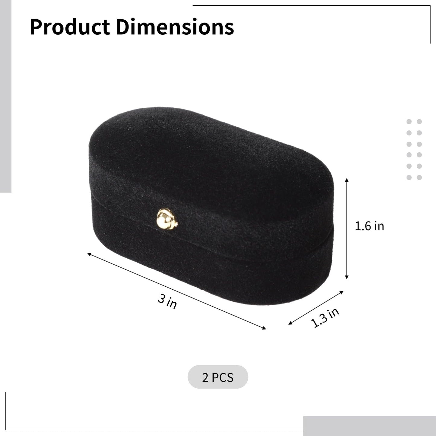 Toyosport 2 PCS Dual Slots Velvet Ring Boxes, Black Elegant Oval Ring Case for Weddings and Anniversaries
