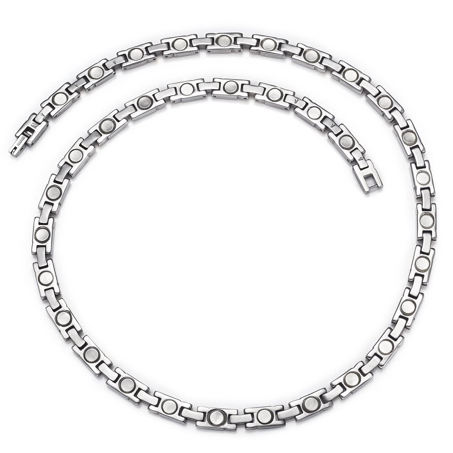 EnerMagiX Titanium Gold & Silver Gradient Magnetic Necklace for Men & Women, Fashion Jewelry