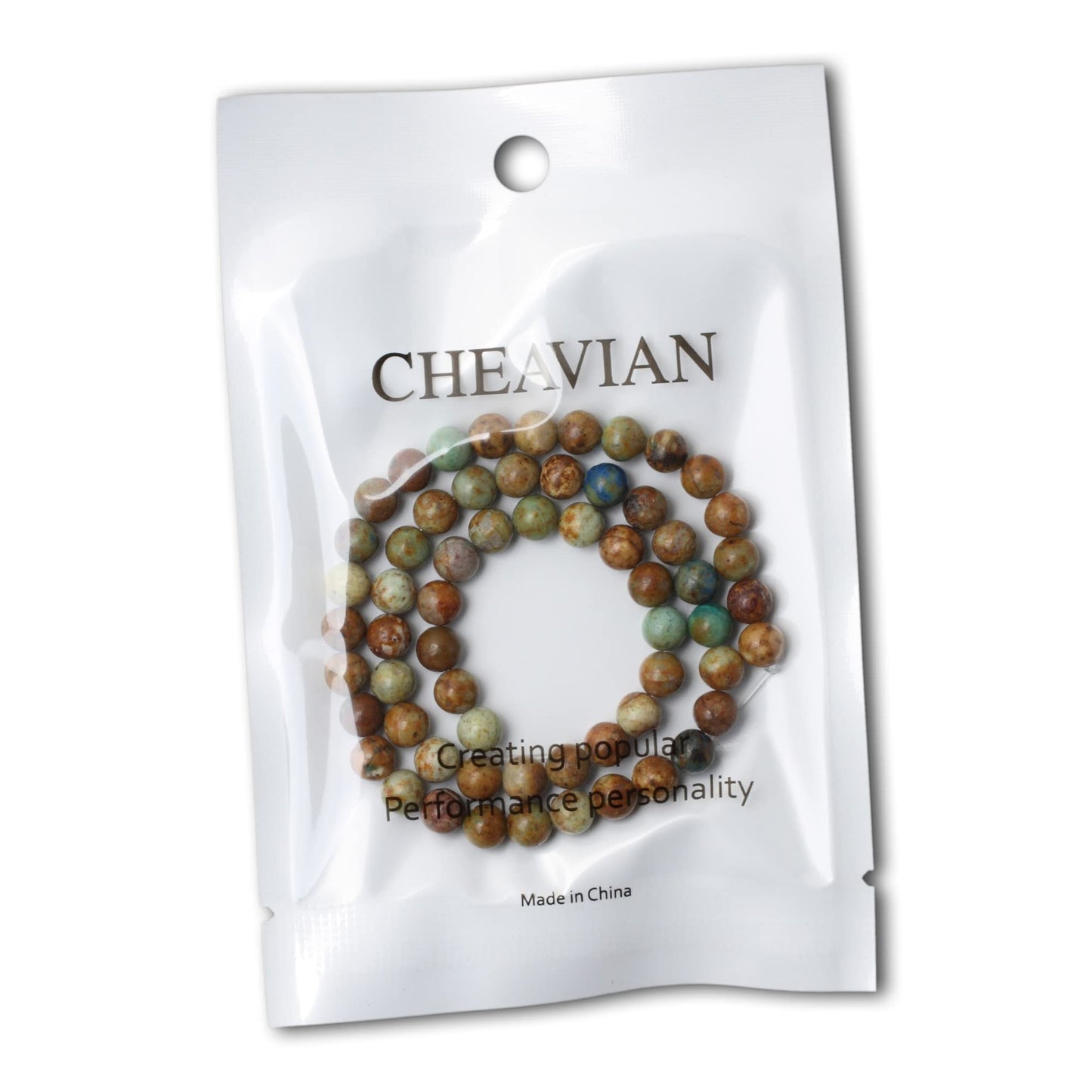 CHEAVIAN 60PCS 6mm Natural Peacock Turquoise Gemstone Round Loose Beads for DIY Bracelet Necklace Earrings Jewelry Making 1 String 15 Inches