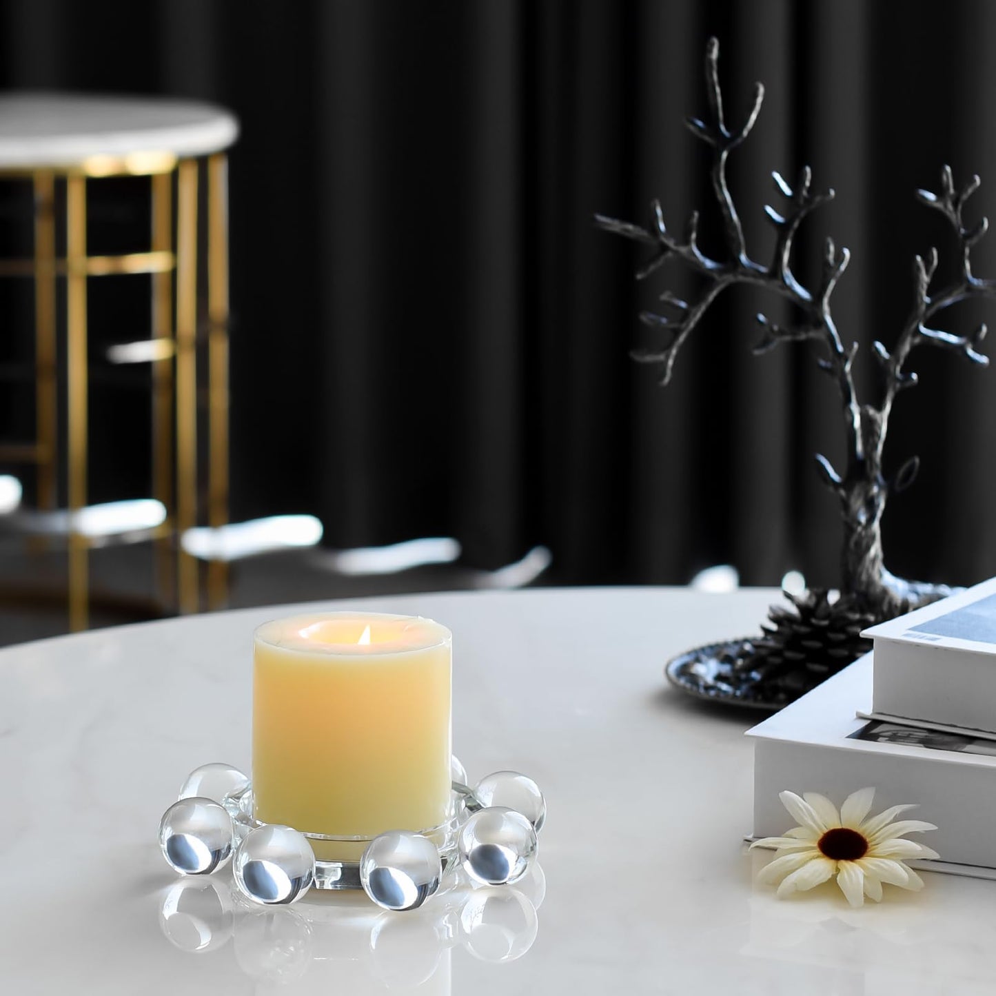 DONOUCLS Crystal Candle Holders Pillar Candlestick Decorations for Home Party Dinner Christmas, Suitable for Large Cylindrical Candles, Clear