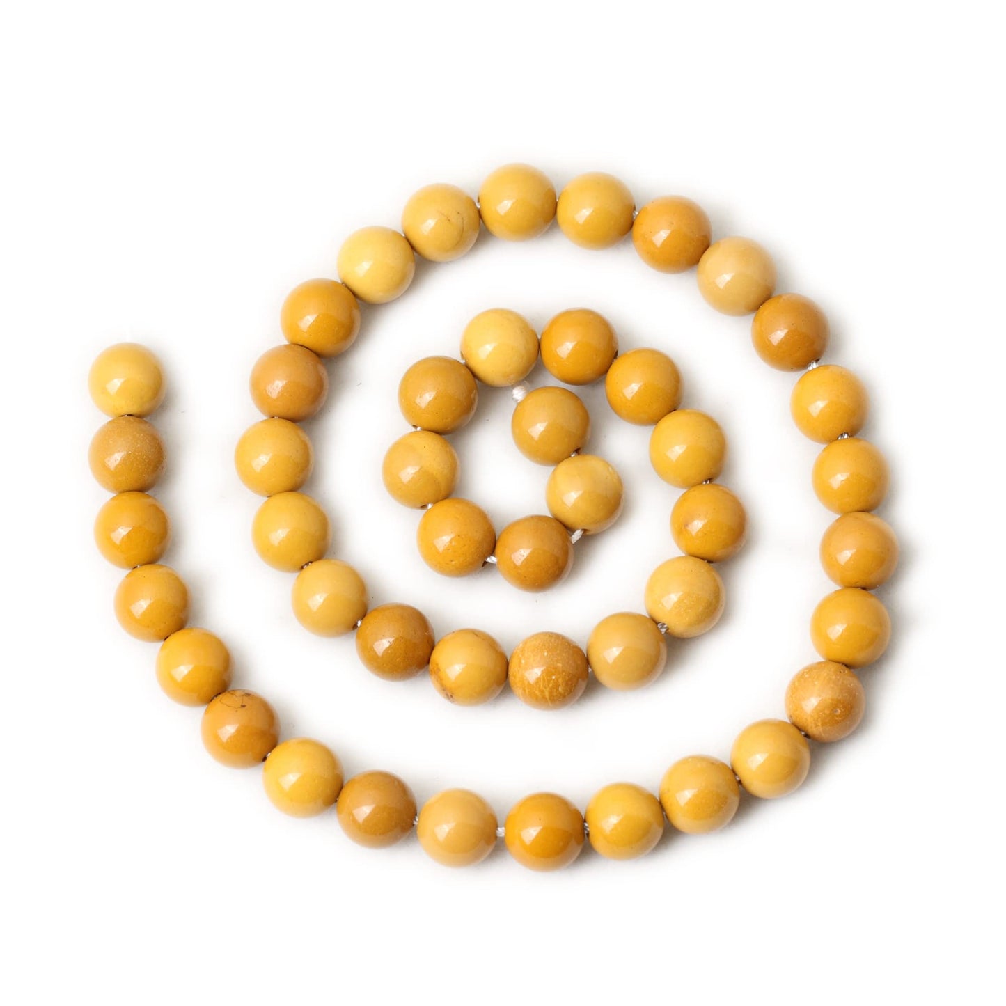 CHEAVIAN 45PCS 8mm Natural Yellow Moonkaite Jasper Gemstone Smooth Surface Round Loose Beads for Jewelry Making 1 String 15 Inches