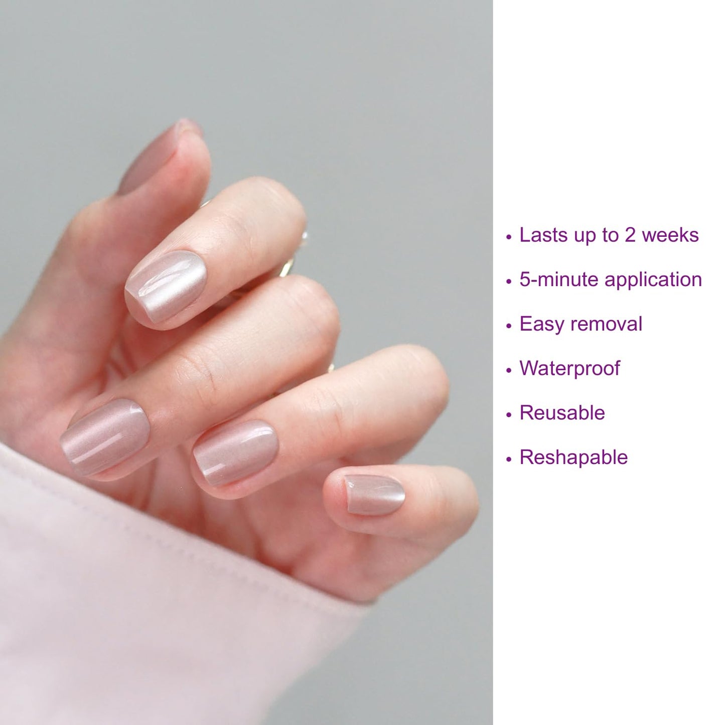 LAMIMOSA 32Pcs Cat Eye Press On Nails Short Square – Soft Gel Fake Nails in 16 Sizes, Reusable Glue on Nails Kit, SILK MIRAGE