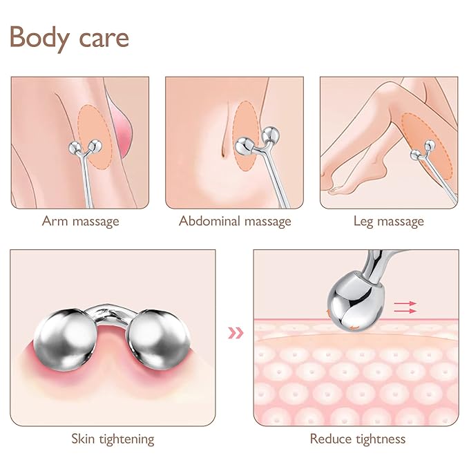 Tekson Facial Roller Massager, 3D Metal face Massage GuaSha Tool for Eye Reduce Puffiness, Face Lift, Anti-Aging, Skin Tightening