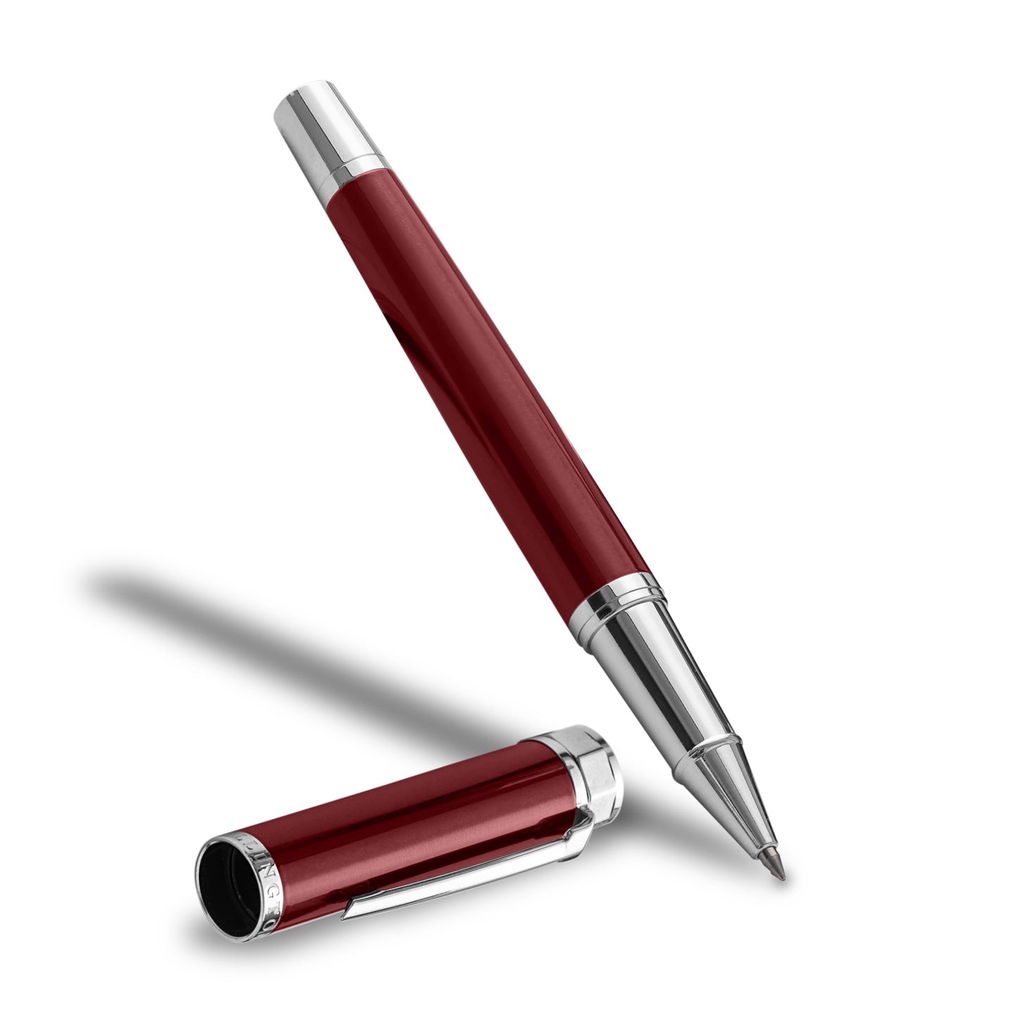 Ellington Pens Luxury Ballpoint Pen – Premium Quality, Smooth Writing Experience, Elegant Design, Includes 2 Ink Refills – Ideal for Professionals and Gift Giving (Red Silver)
