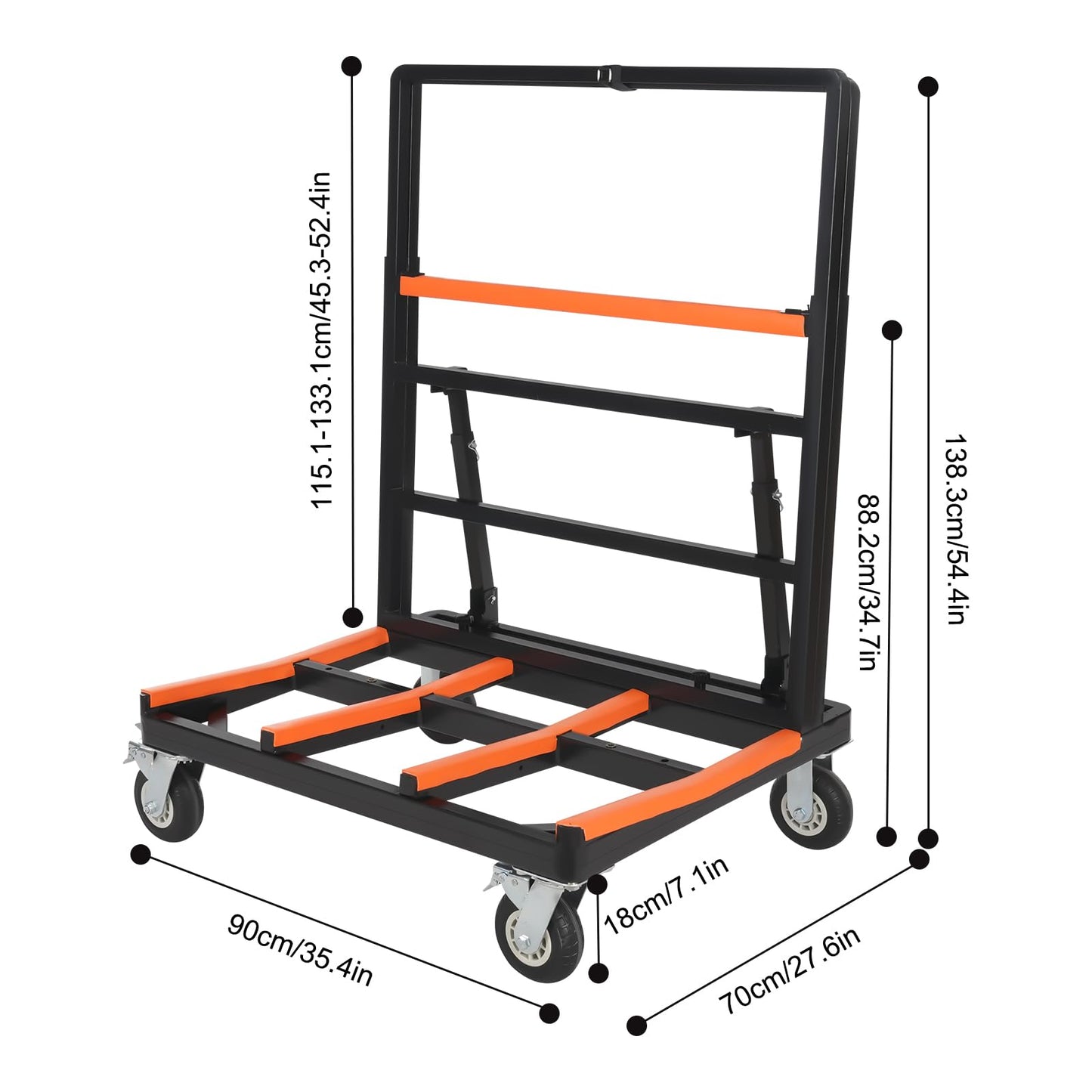 FXEIPOL Folding Drywall Cart 997.9Kg/2200Lbs Panel Cart Portable Panel Truck Cart with 2 Bundle Straps Drywall Dolly for Home, Warehouse, Workplace