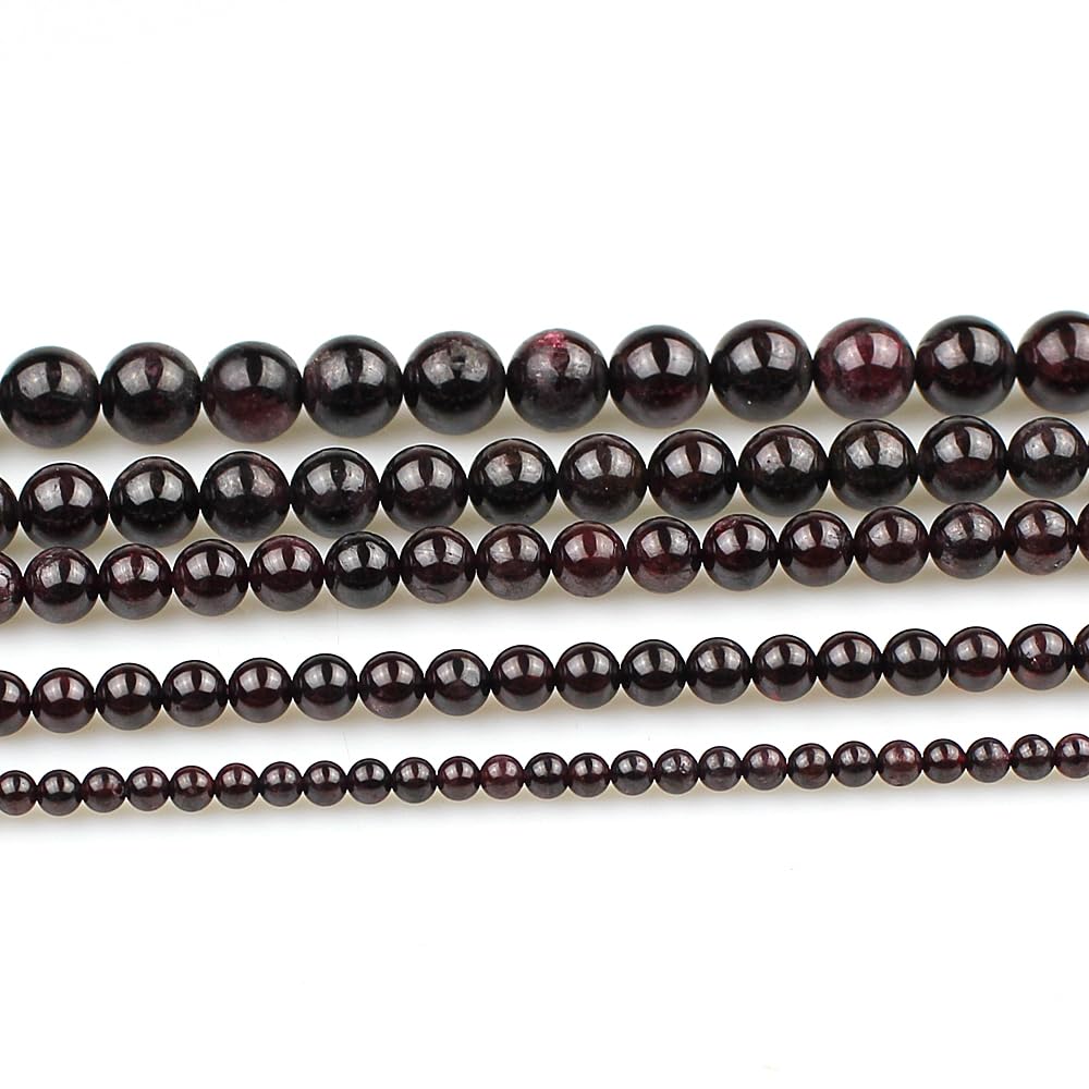 MJDCB Natural Stone Beads Garnet Round Loose Beads for Jewelry Making DIY Bracelet Necklace (10mm)