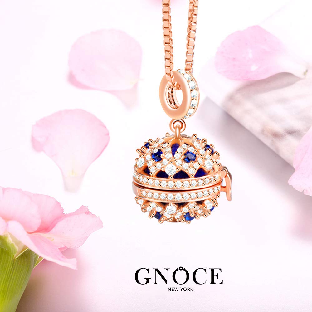GNOCE Aromatherapy Essential Oil Diffuser Necklace S925 Sterling Silver 18k Rose Gold Diffuser Necklace Locket Pendant Love Never Ends Christmas Jewelry Gift for Women