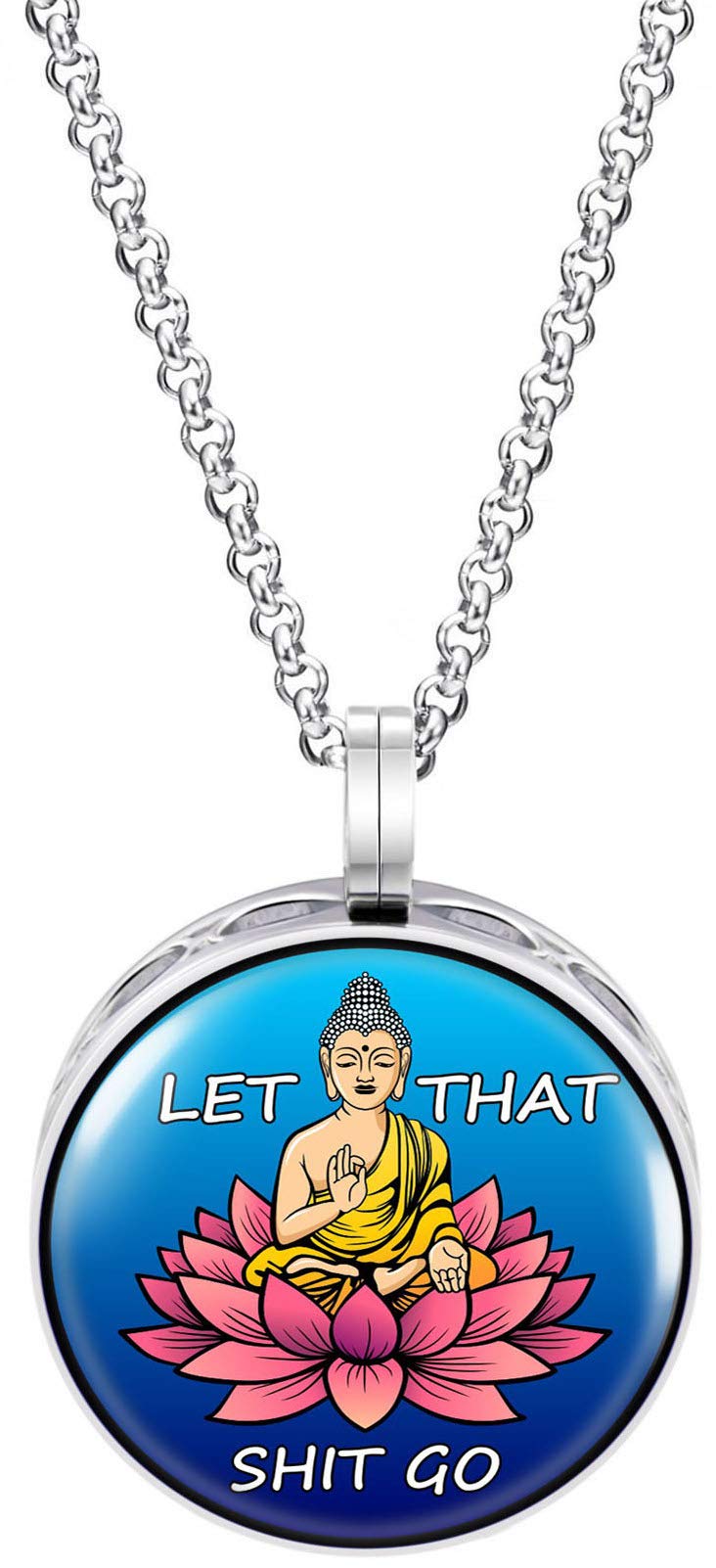 Wild Essentials Lotus Let it Go Enamel Finish Essential Oil Diffuser Necklace Gift Set - includes Aromatherapy Pendant, 24" Stainless Steel Chain, 8 Color Refill Pads