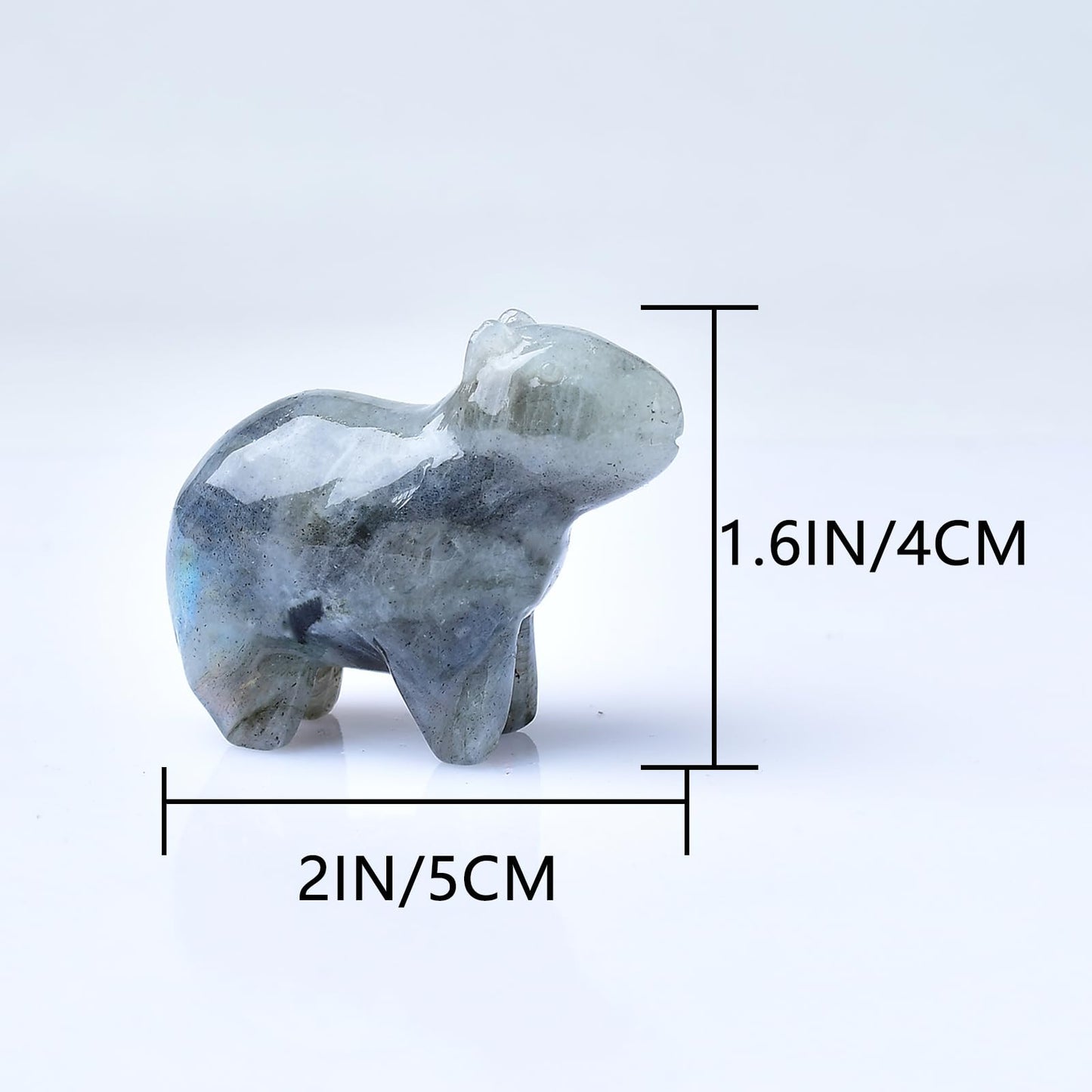 WUYOUSHI Natural Moonstone Capybara Statue 2" Healing Crystal Handmade Sculpture Lucky Guardian Pocket Statues Reiki Meditation Relieve Anxiety Office Home Decoration Gift