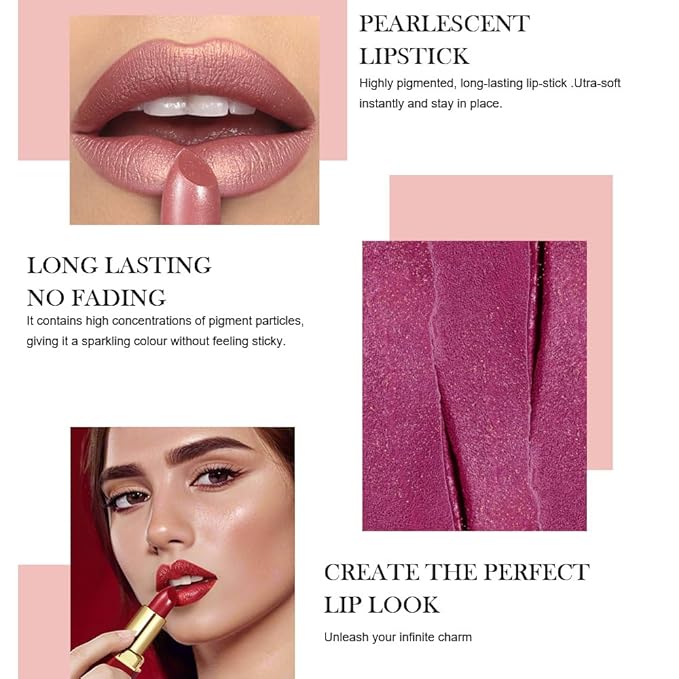 Red Metallic Lipstick for Women,Lightweight Shimmer Frosted Lipstick,Glitter Lip Gloss Stain Long Lasting Waterproof Smudge Proof 24 Hour Full Coverage Lip Makeup,Vegan