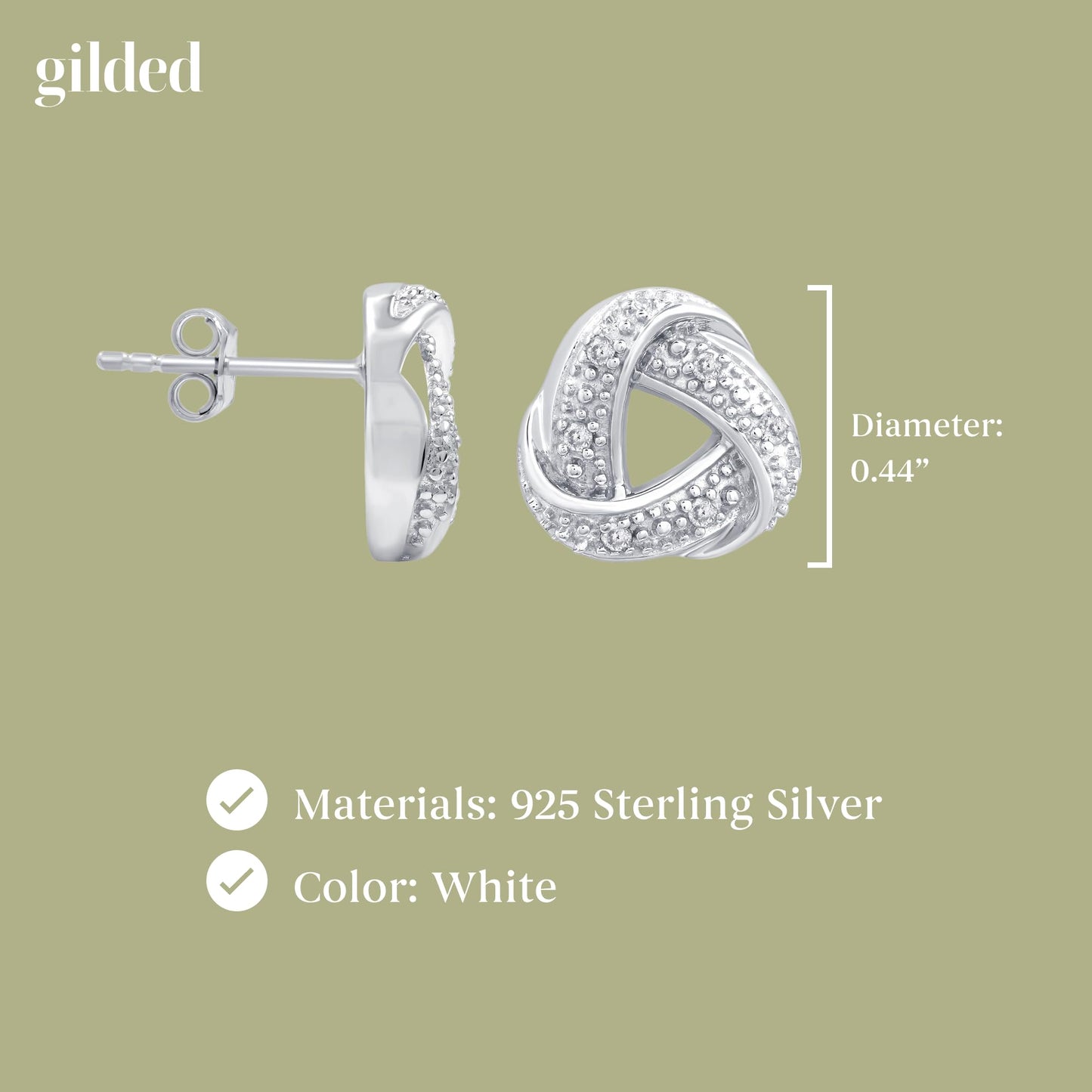Gilded Sterling Silver 1/10 cttw Diamond Knot Post Earring