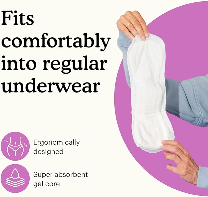 Because Incontinence Pads for Women - Maximum Absorbency, Postpartum Liners, Up to 100% Leak-Free Protection, Discreet Protection for Bladder Leaks, 20 Count