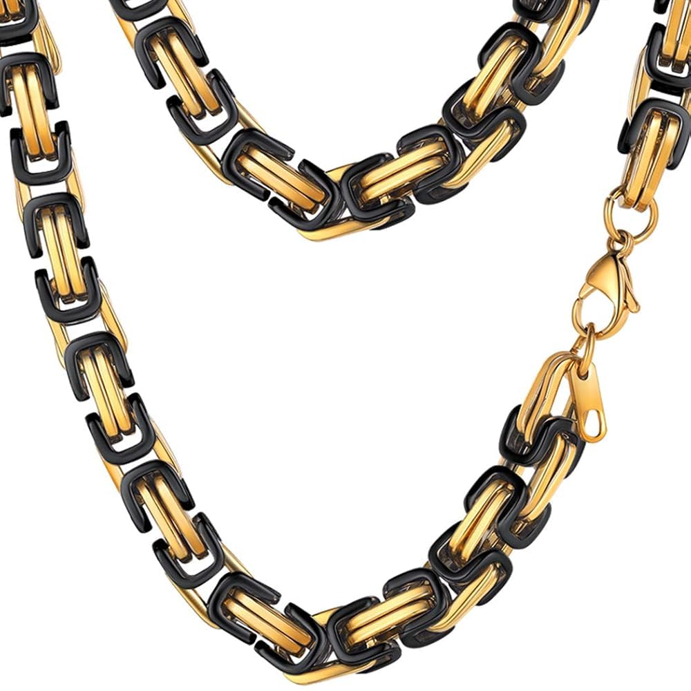 PROSTEEL Two Tone Rapper Chain Punk Necklace 8mm 24 Inch Chunky Necklaces