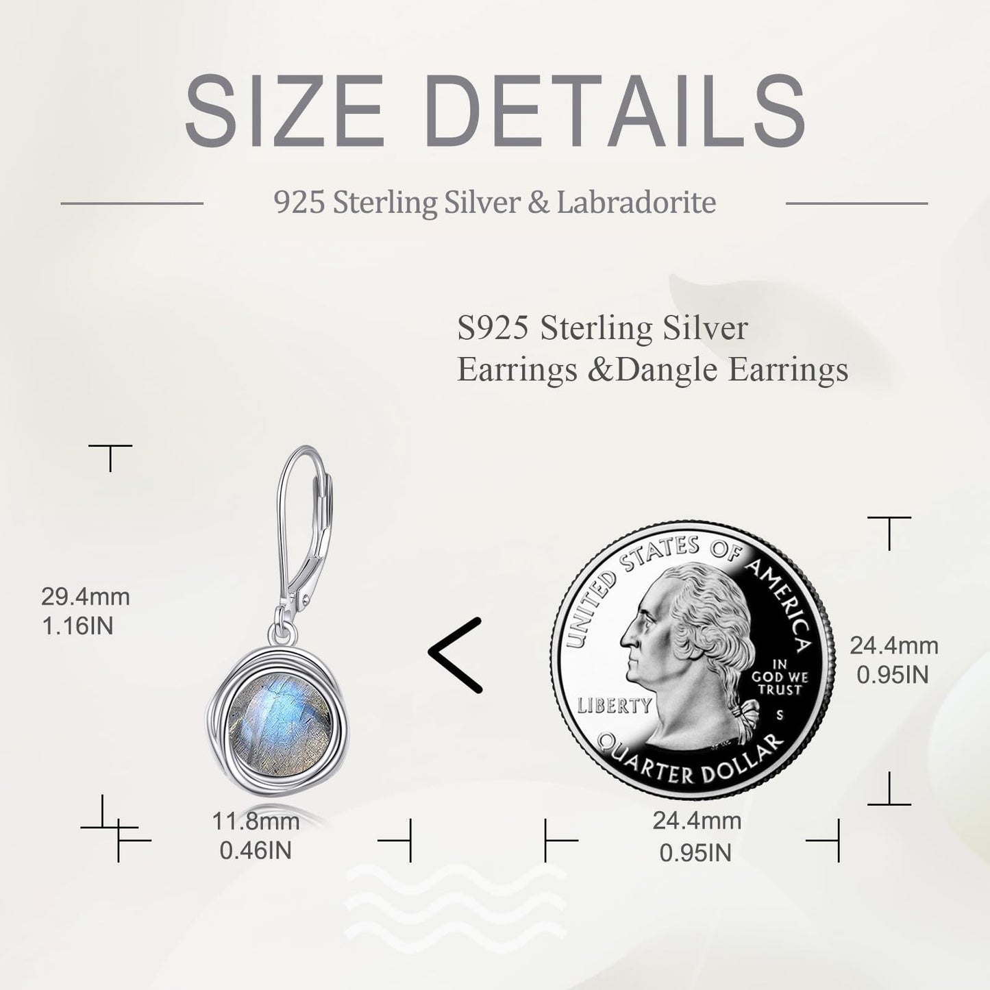POPLYKE Labradorite Earrings Dangle for Women 925 Sterling Silver Leverback Earrings for Women Labradorite Jewelry Birthday