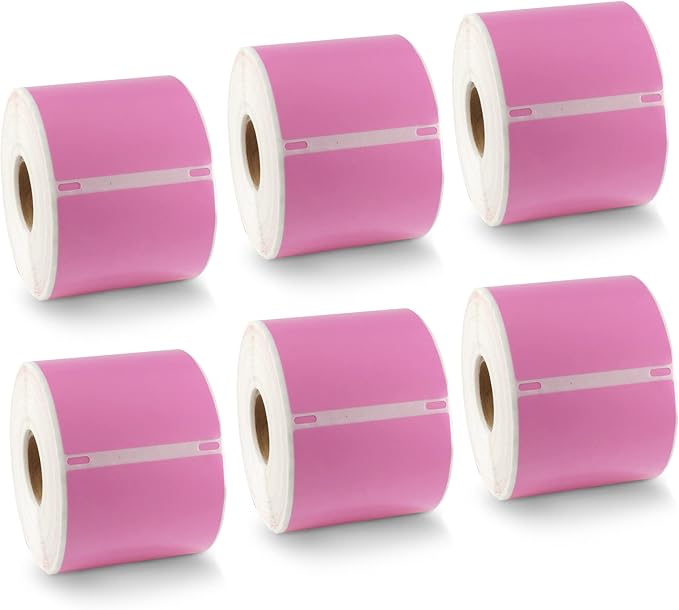 BETCKEY Colored Labels Compatible with Dymo 30857 (2-1/4" x 4") Visitor Name Tag Badge Labels, Compatible for Dymo LabelWriter Thermal 450, 4XL & Zebra Desktop Printers [6 Rolls, Pink]