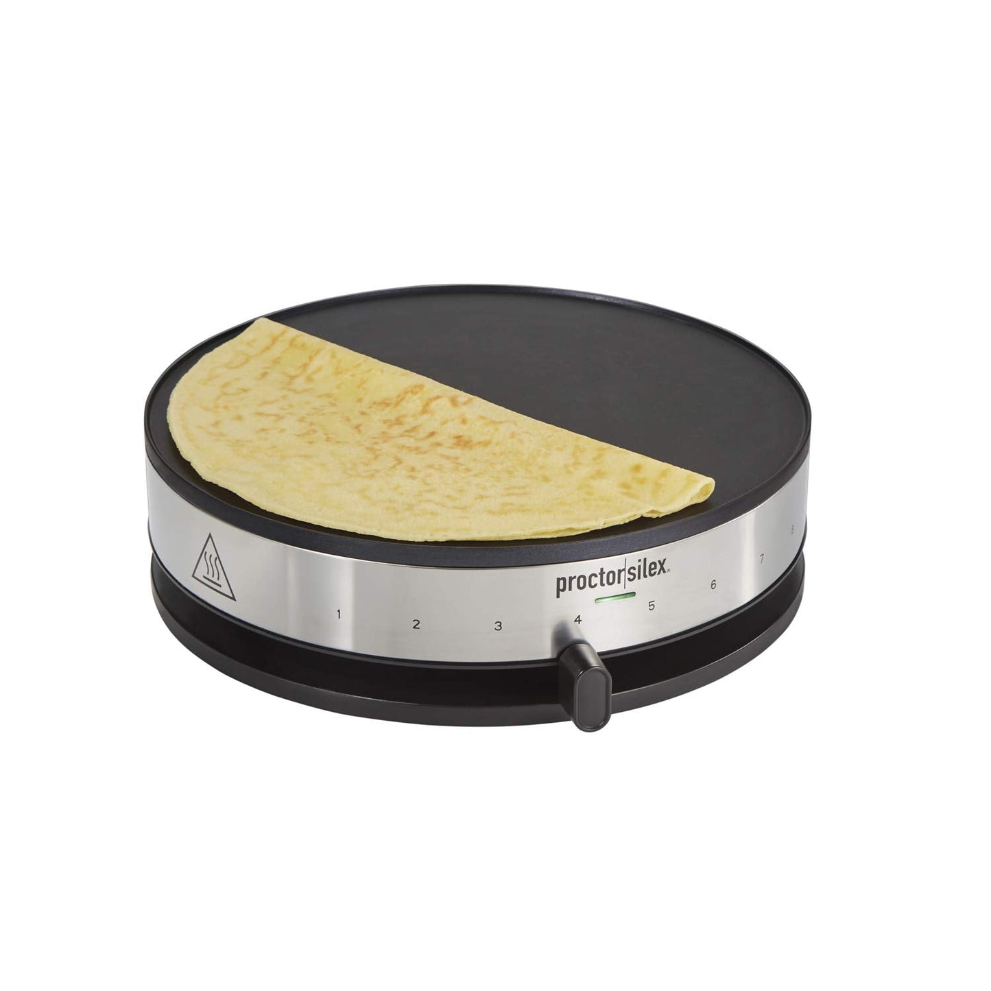 Proctor Silex Electric Crepe Maker with 13” PFAS-Free Nonstick Griddle for Eggs, Pancakes, Omelets and Quesadillas, with Temperature Control, Spatula, Spreader, Batter Cup, Stainless Steel (38400MN)