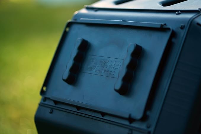 FCMP Outdoor IM2000 Tumbling Composter Canadian-Made, 100% Recycled Resin - Outdoor Rotating Compost Tumbler Bin for Garden, Kitchen, and Yard Waste, Black (22 Gallon)