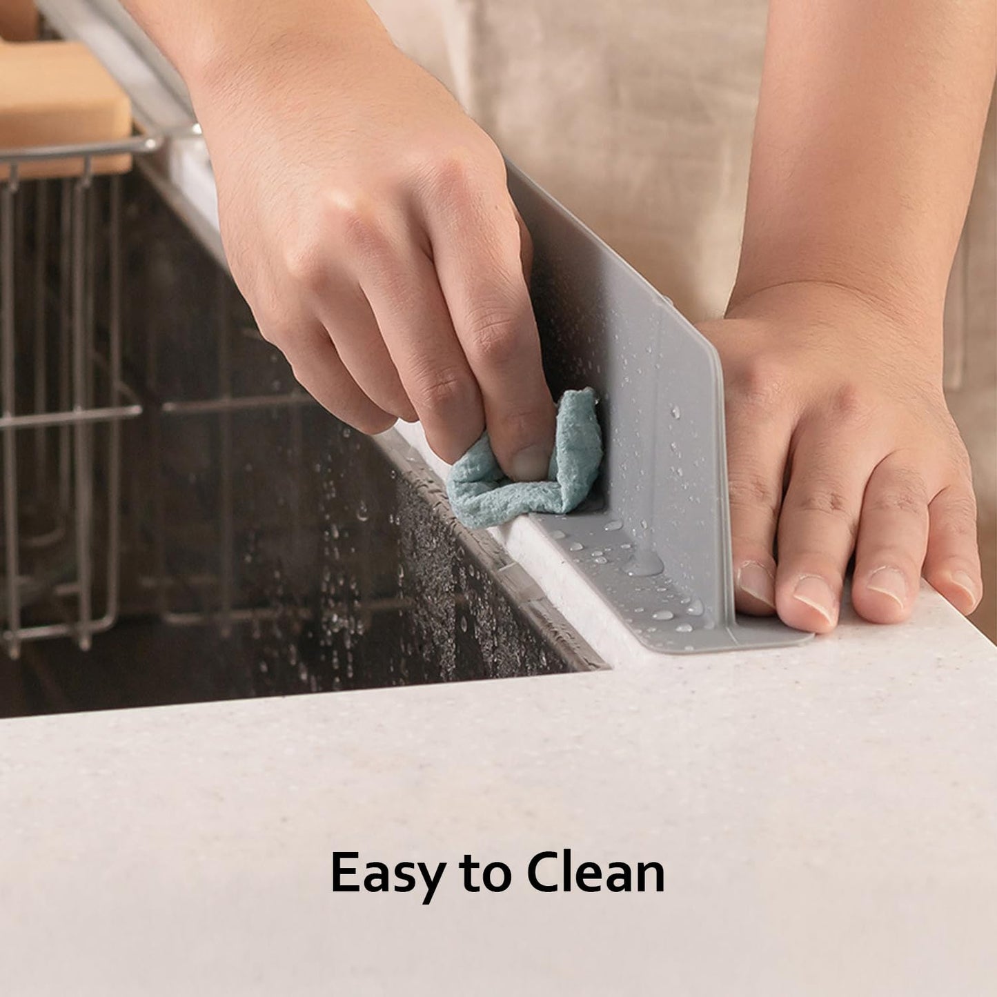carrotez Silicone Kitchen Sink Splash Guard for Faucet — Silicone Water Splash Guard Mat, Quick Suction Setup, Gray(20.5 x 1.8 x 2.75")