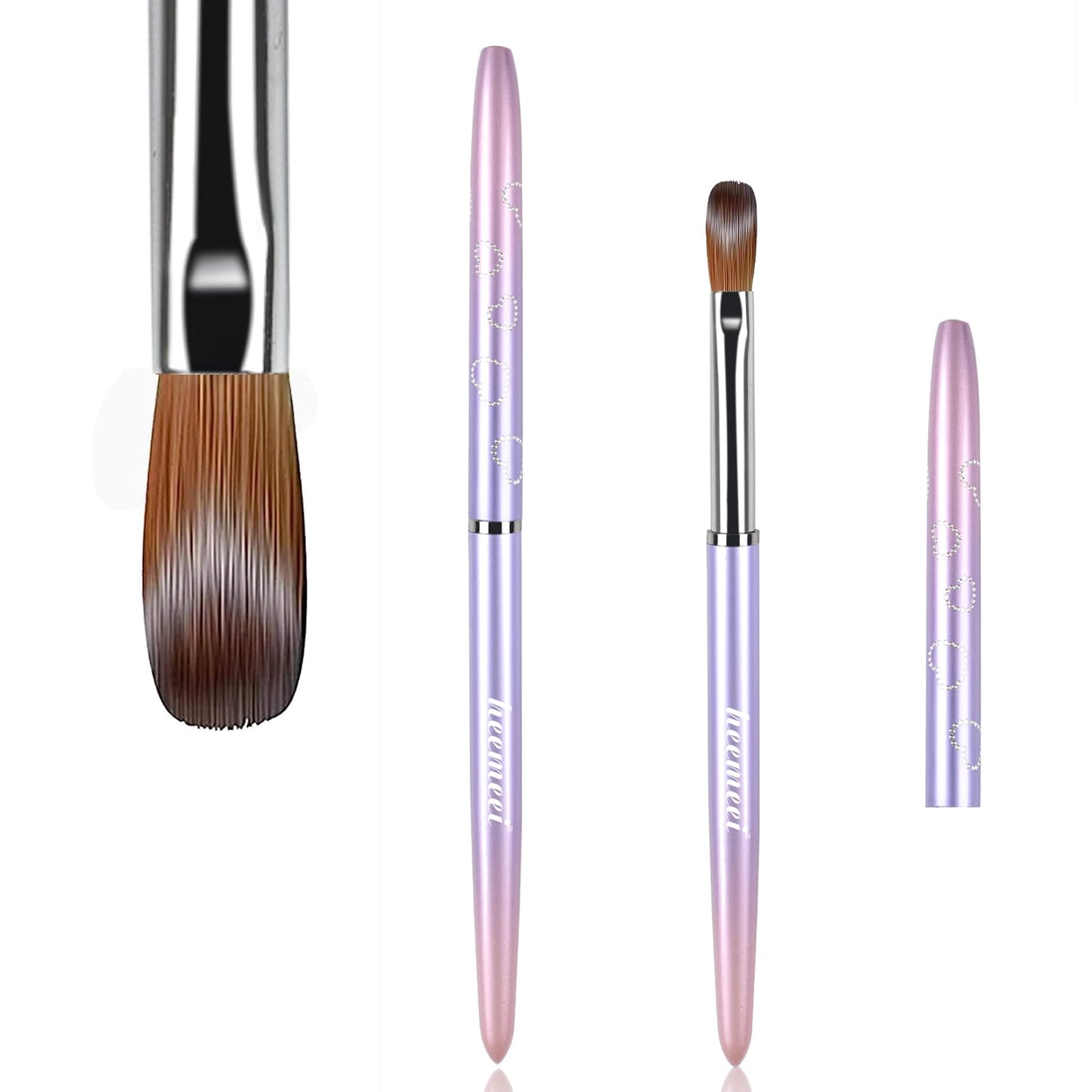heemeei Acrylic Nail Brush Size 10, 100% Pure Kolinsky Nail Art Brush, Sturdy Handle Acrylic Powder Design Tools for Professional Manicure DIY Home Salon (10#)