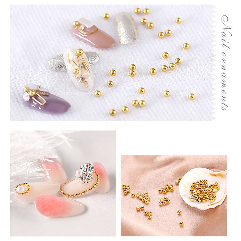 Mesiyun Nail Art Metal Beads 3D Steel Balls Studs Nail Beads Gold & Silver Mixed Size Caviar Beads for DIY Crafts Decoration 6 Size
