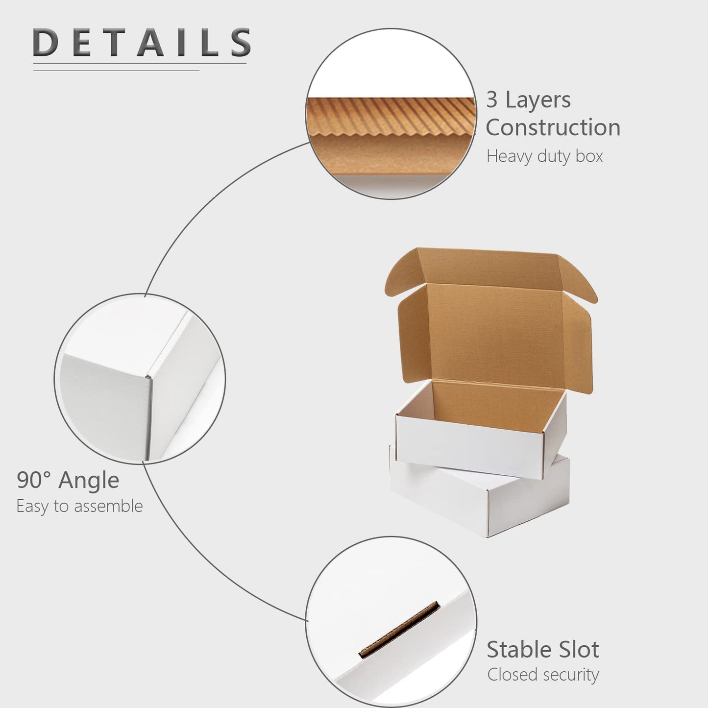 Timirog Shipping Boxes 13x10x3 Inches 20 Pack White Corrugated Cardboard Mailing Box for Small Business, Tab Locking Literature Mailer Packaging Supplies for Packing Book Gifts Craft