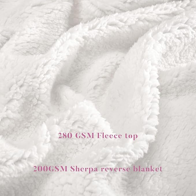 BEAUTEX Sherpa Fleece Throw Blankets, Soft Fluffy Flannel Plush Blanket and Throw, Fuzzy Cozy Pink Cuddle Blankets for Couch Bed Sofa Adults (50" x 60", Pink)