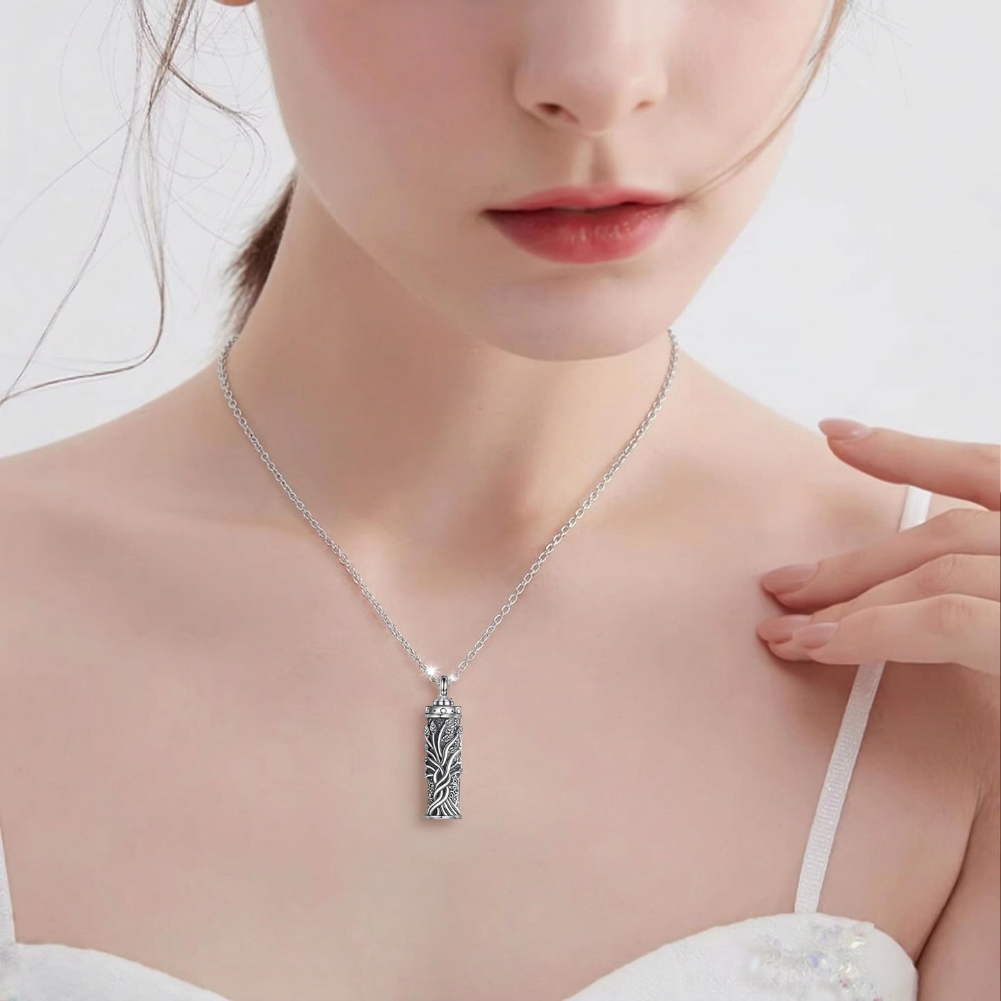 POPLYKE Tree of Life Urn Necklaces for Ashes Sterling Silver Tree of Life Cremation Jewelry for Women Men