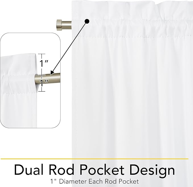 NICETOWN 100% Blackout Curtains for French Front Door, White Thermal Insulated Privacy Door Curtains and Drapes Blinds for Sightseeing and Window Decor, W25 x L50 inch, 1 Panel