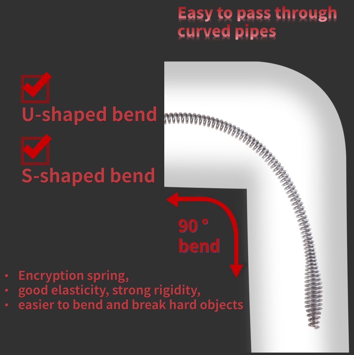 9.84 FT Drill Drain Snake,Sink Unclogging Tool That Can Be Connected To An Electric Drill,Hair Catcher Drain Snake,Drain Auger Drill Attachment,Drill Snake For Plumbing