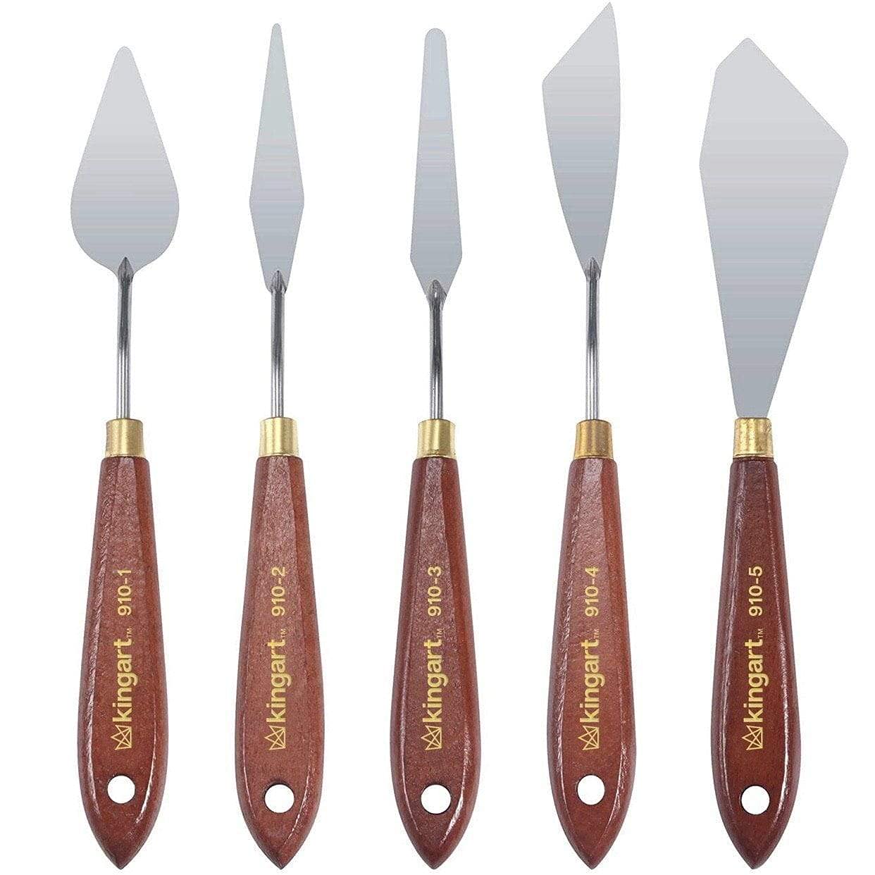 KINGART Painting and Palette 5 Pc. KNIFE SET for Scraping, Mixing and Painting with Oil and Acrylic Paints