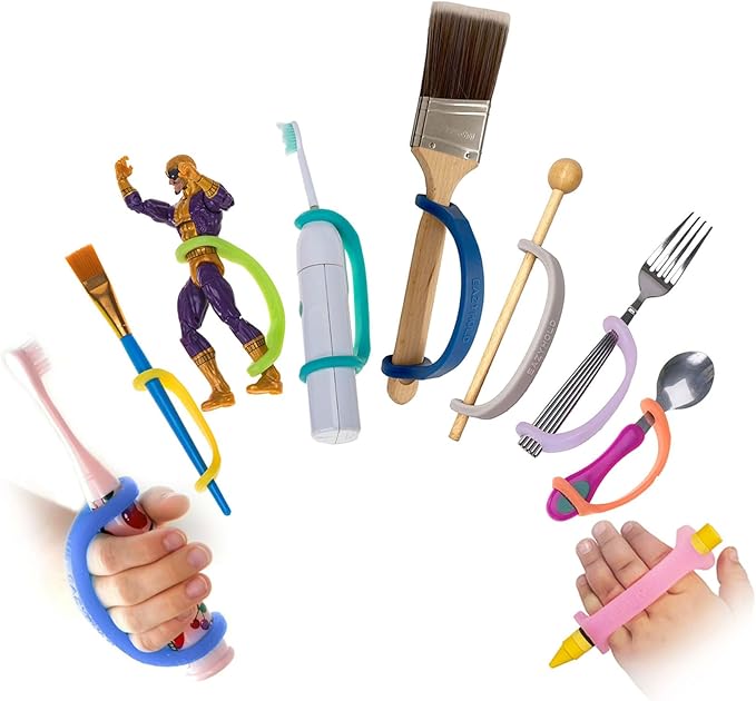EaZyHold Silicone Universal Cuff, Adaptive Aid for Weak Hand Grip, Limited Mobility Holder for Daily Living - 9 Pack