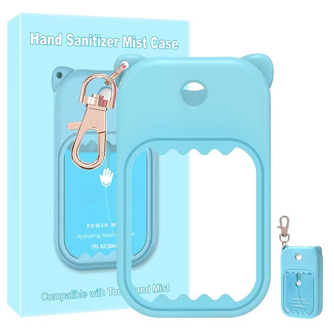 Hand Sanitizer Spray Case for Touchland Silicone Touchland Case Keychain Cute Hand Sanitizer Spray Holder Compatible with Touchland Power Mist Gentle Mist Glow Mist, Blue