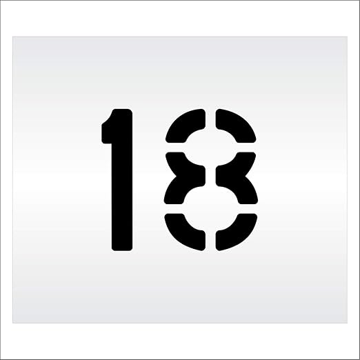 Pavement, Curb, and WheelStop Stencils - 6 inch Double Number Stencil - (18) - 6" x 6" x 1/16" (63 mil) - Light-Duty