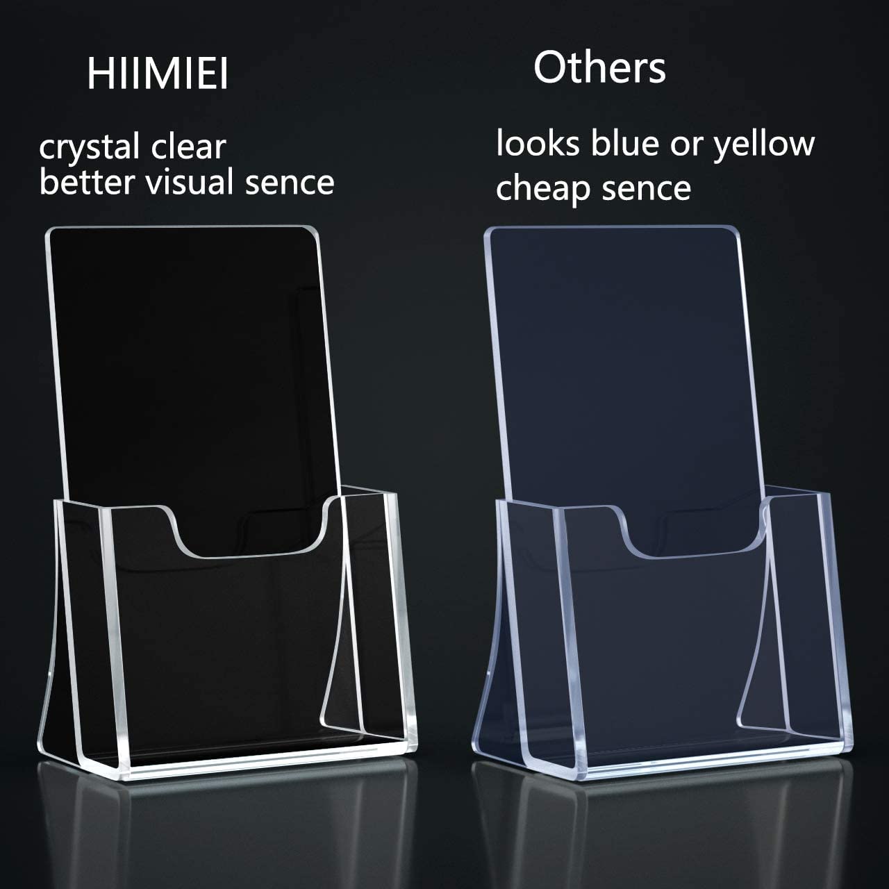 HIIMIEI Brochure Holder 8.5 x 11 inches, Acrylic Flyer Holder with 2 Pack, Plastic Stands for Displaying Magazines, Pamphlets, Literature, Brochures, Booklets, Menu