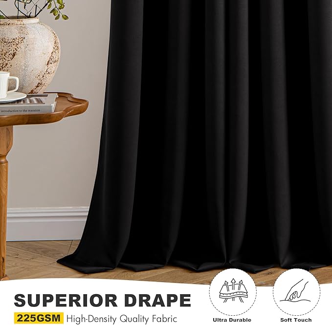 MIULEE Short Curtains for Windows - Black Blackout Half Window Curtains Thermal Insulated Drapes for Kitchen Bedroom Bathroom Grommet Small Basement Tiers Halloween Decor W40 x L36 Inch 2 Panels