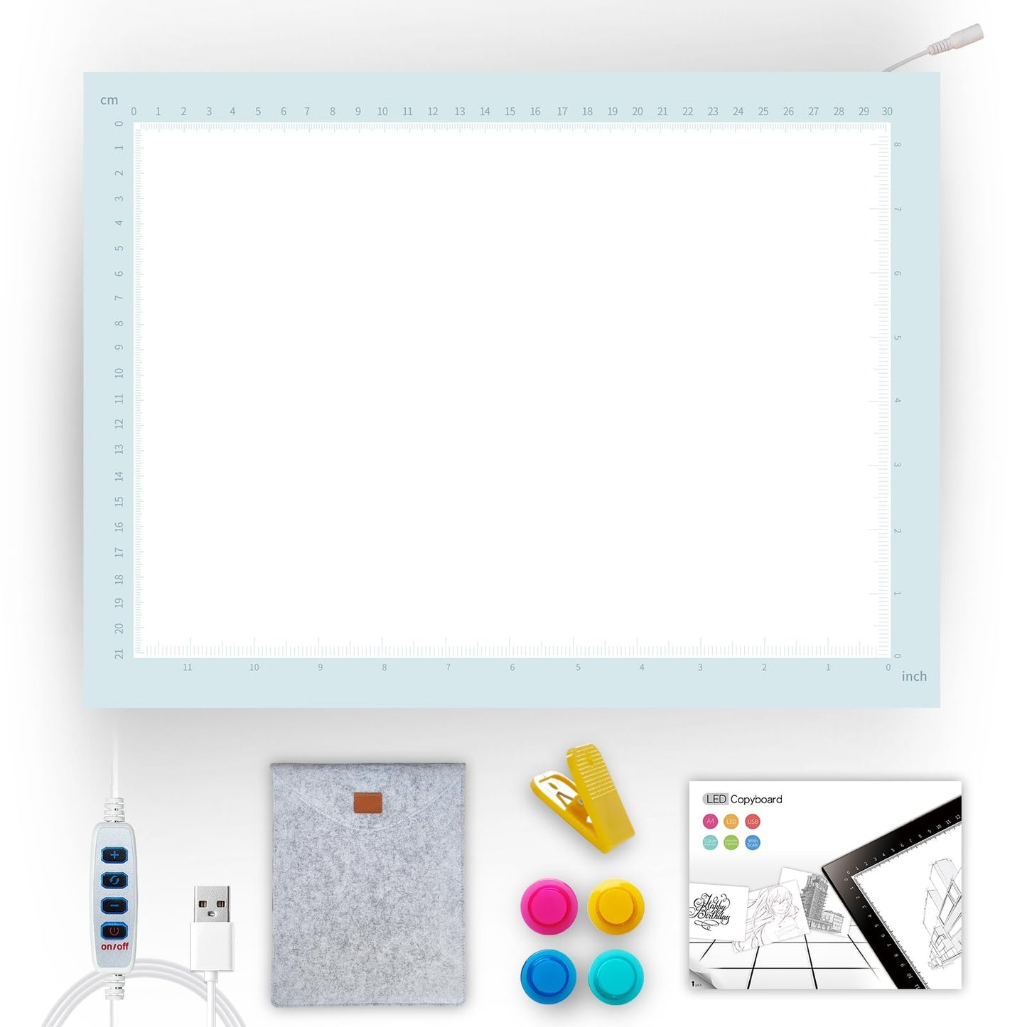 A4 LED Copy Board Light Tracing Box，Trace Light Pad for Tattoo Transferring, Drawing, Streaming, Sketching, Animation, Stenciling，USB LED Light Board for Diamond Painting