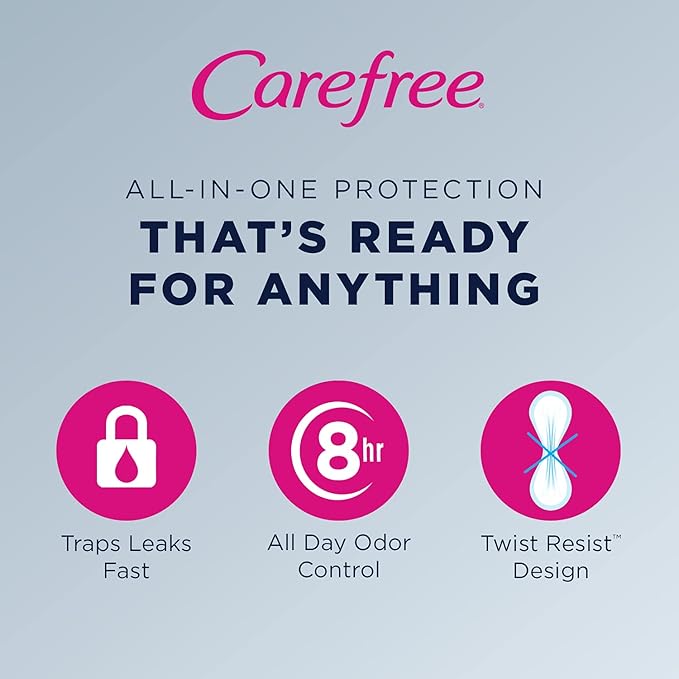Carefree Acti-Fresh Panty Liners, Thin to Go, Unscented, 22 Count (Pack of 12)