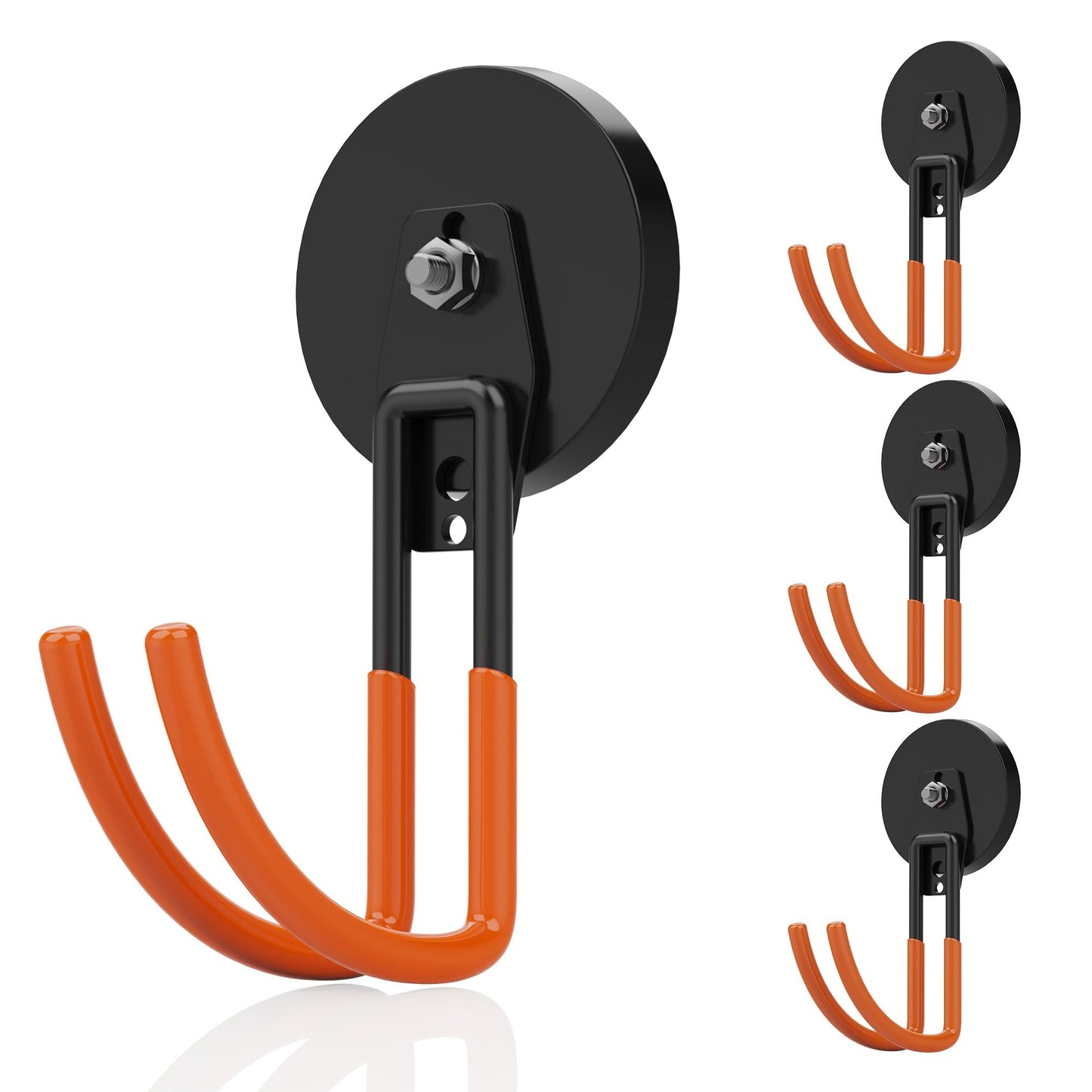 Heavy Duty Magnetic Hooks, Magnetic Utility Hooks for Garden Tools, Toolbox, Shovel, Broom, Extension Cord, Extra Large Magnet Hooks for Indoor Outdoor Hanging(4 Pcs 3.5in)