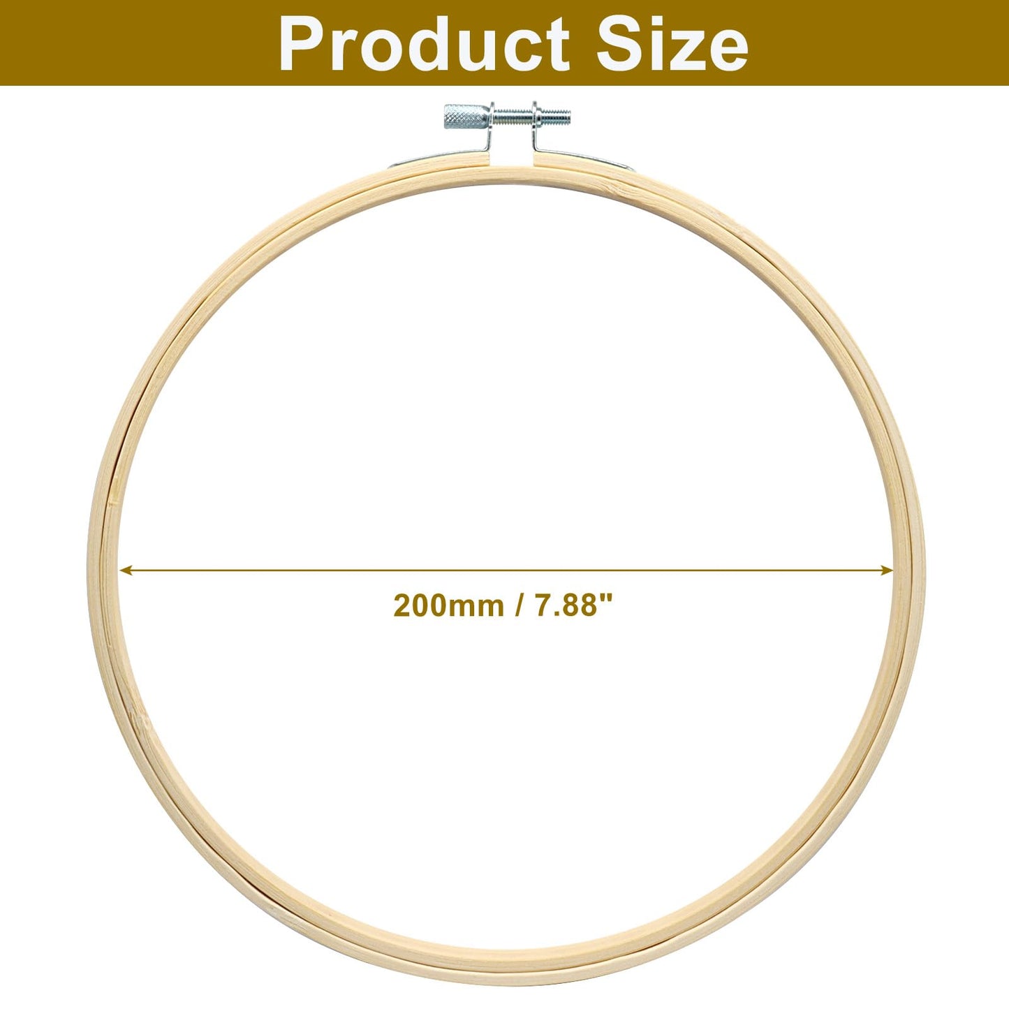 Unlorspy 6Pcs 8Inch Circle Embroidery Hoops, Round Wood Embroidery Hoops Adjustable Bamboo Circle, Cross Stitch Hoop Ring Wooden Frames for Art Craft Sewing/Christmas Decoration