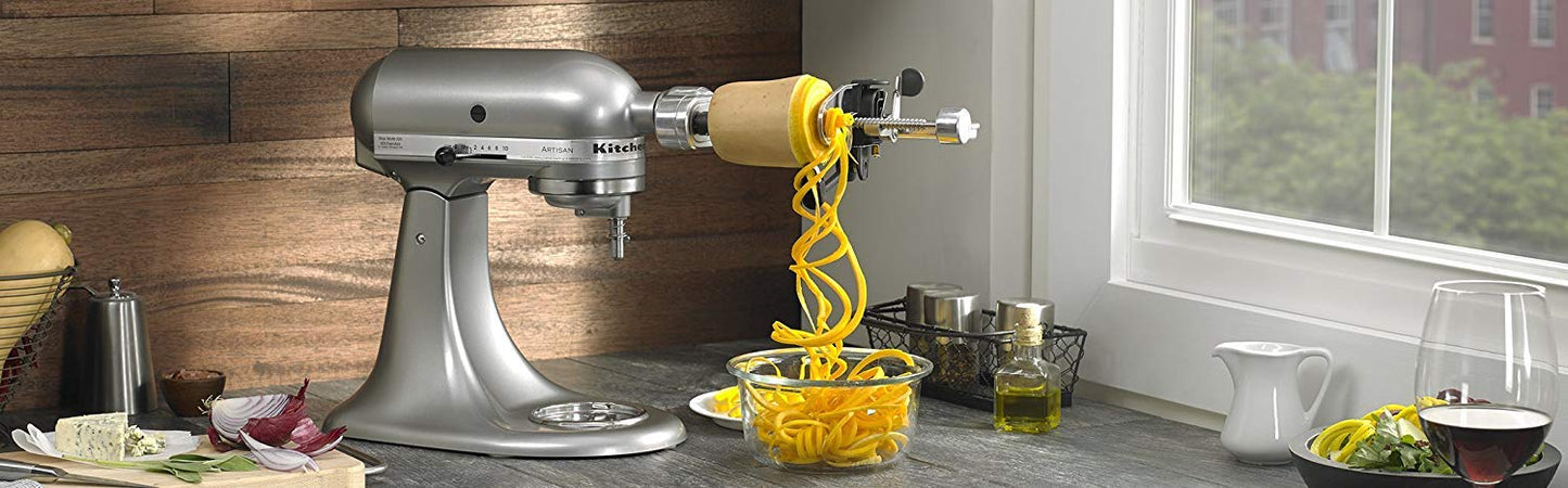 KitchenAid DRTVICE6 Combo Package Spiralizer KSM1APC Flex Edge Beater KFE5T Stand Mixer Attachment Recipe Book
