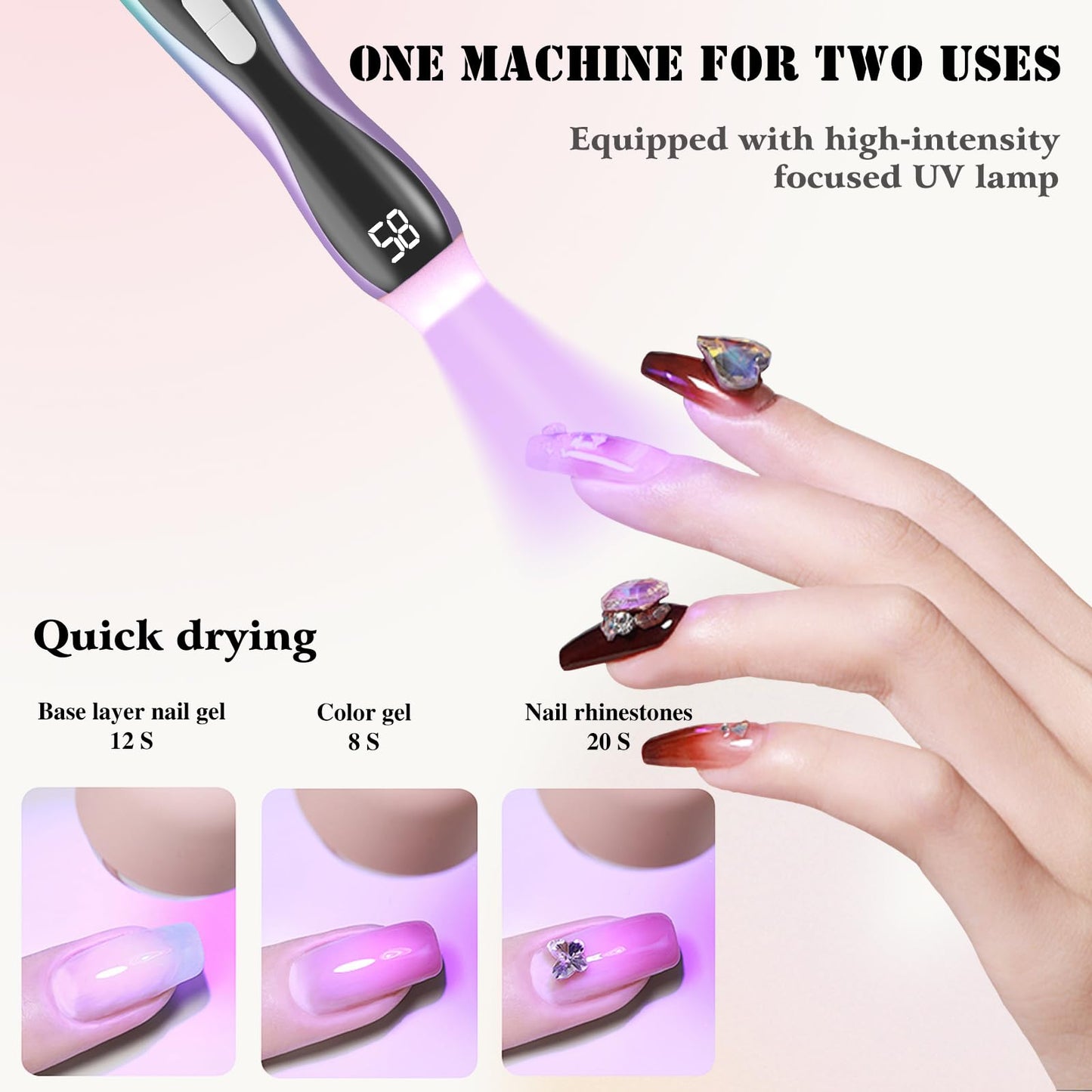 Cordless Nail Drill,Professional for Acrylic Gel Dip Powder Nails,2-in-1 Nail Drill Machine Suitable for Professional and Home Nail Salons