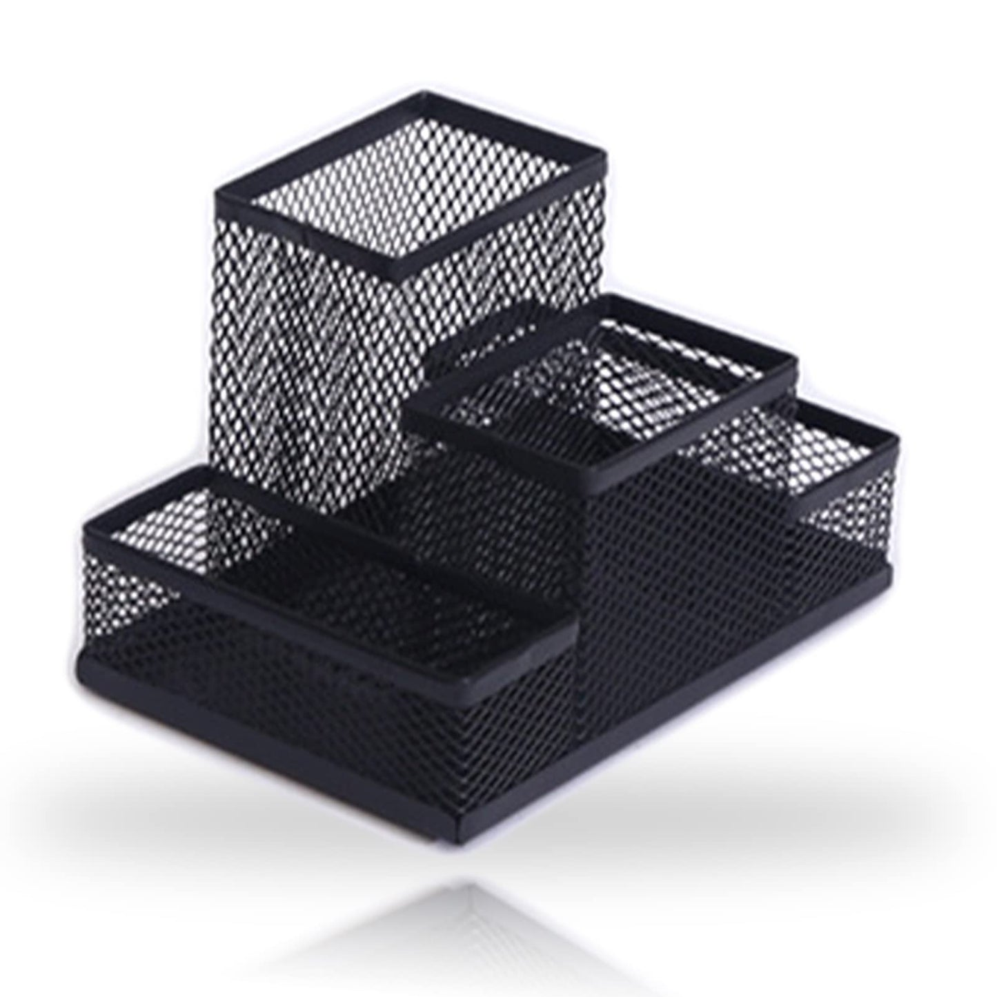 koofull Desk Organizer Desktop Mesh Pen Pencil Holder Caddy with 4 Compartments, Office Home School Classroom Accessories Cool Supplies