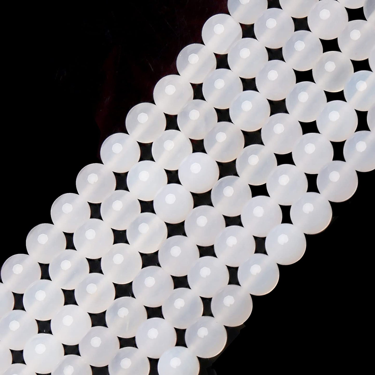 70PCS Natural 8MM Healing Gemstone, White Agate Energy Stone Round Loose Beads, Semi-Precious Crystal Beads with Free Elastic String for Jewelry Making DIY