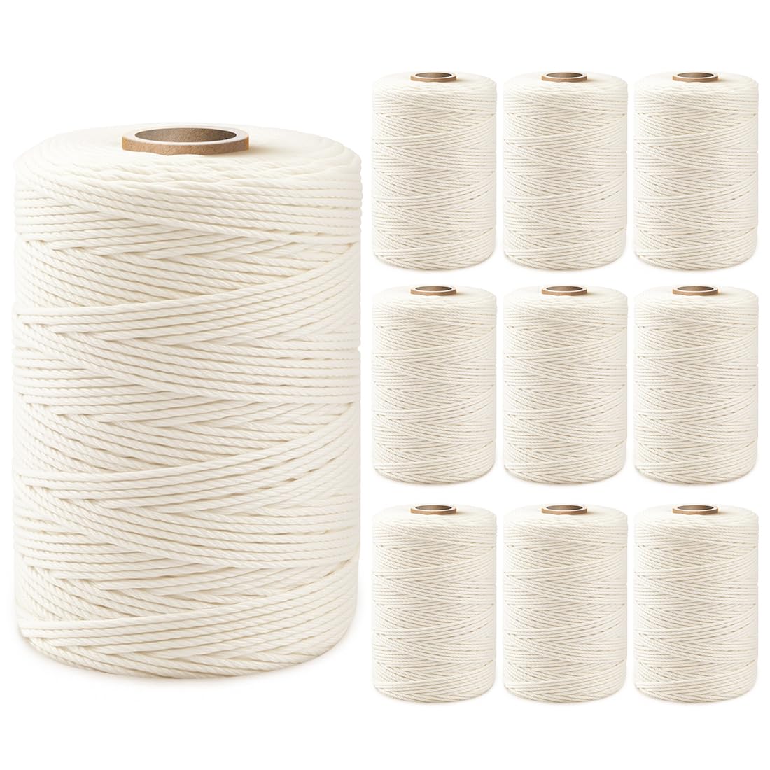 PerkDecor 6,000ft (600ft x 10Rolls) Butchers Twine 2mm Cotton String for Cooking Kitchen Meat Turkey Sausage Roasting Baking Gift Wrapping DIY Crafts Crocheting Knitting
